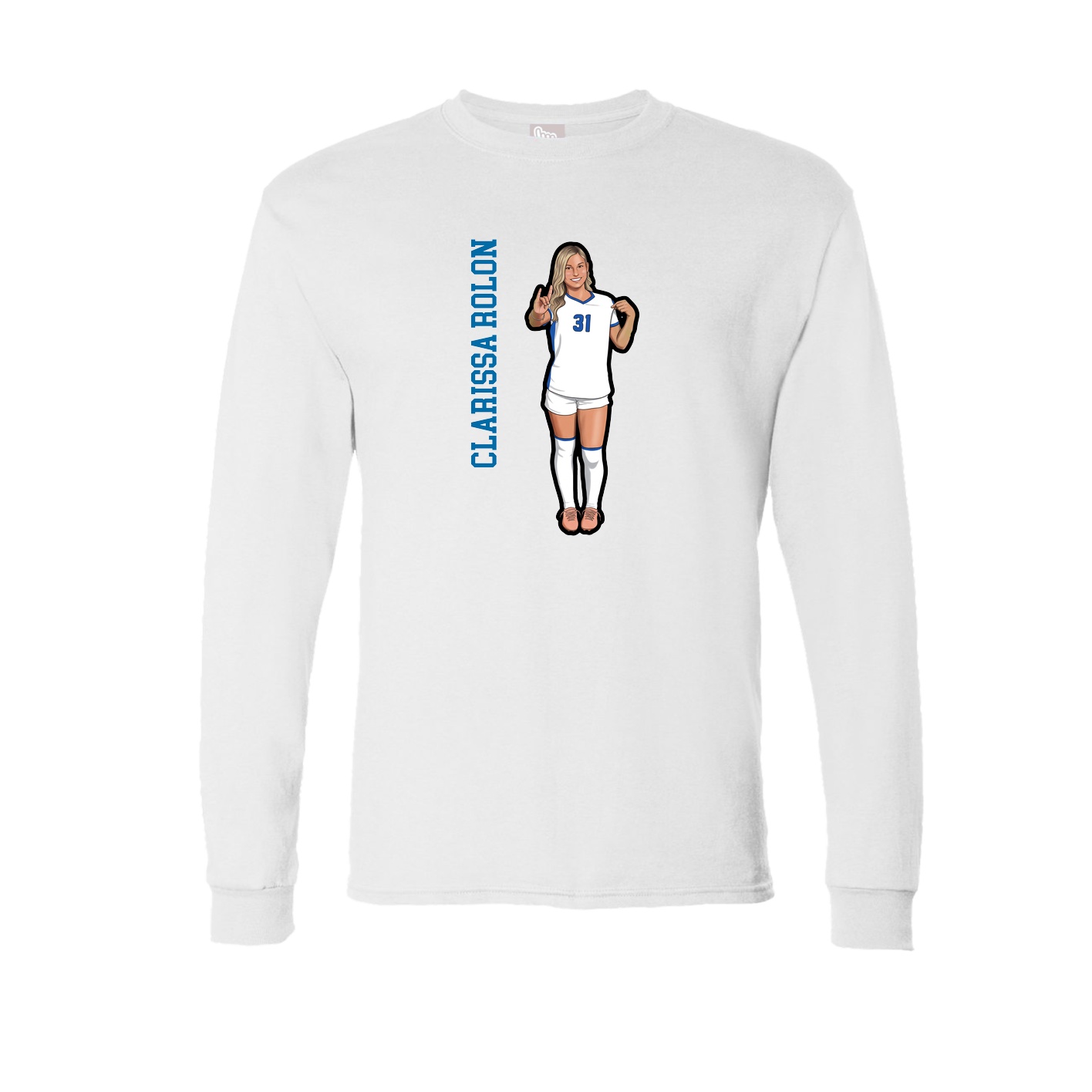 Long Sleeve Tee — Name Vertical in White