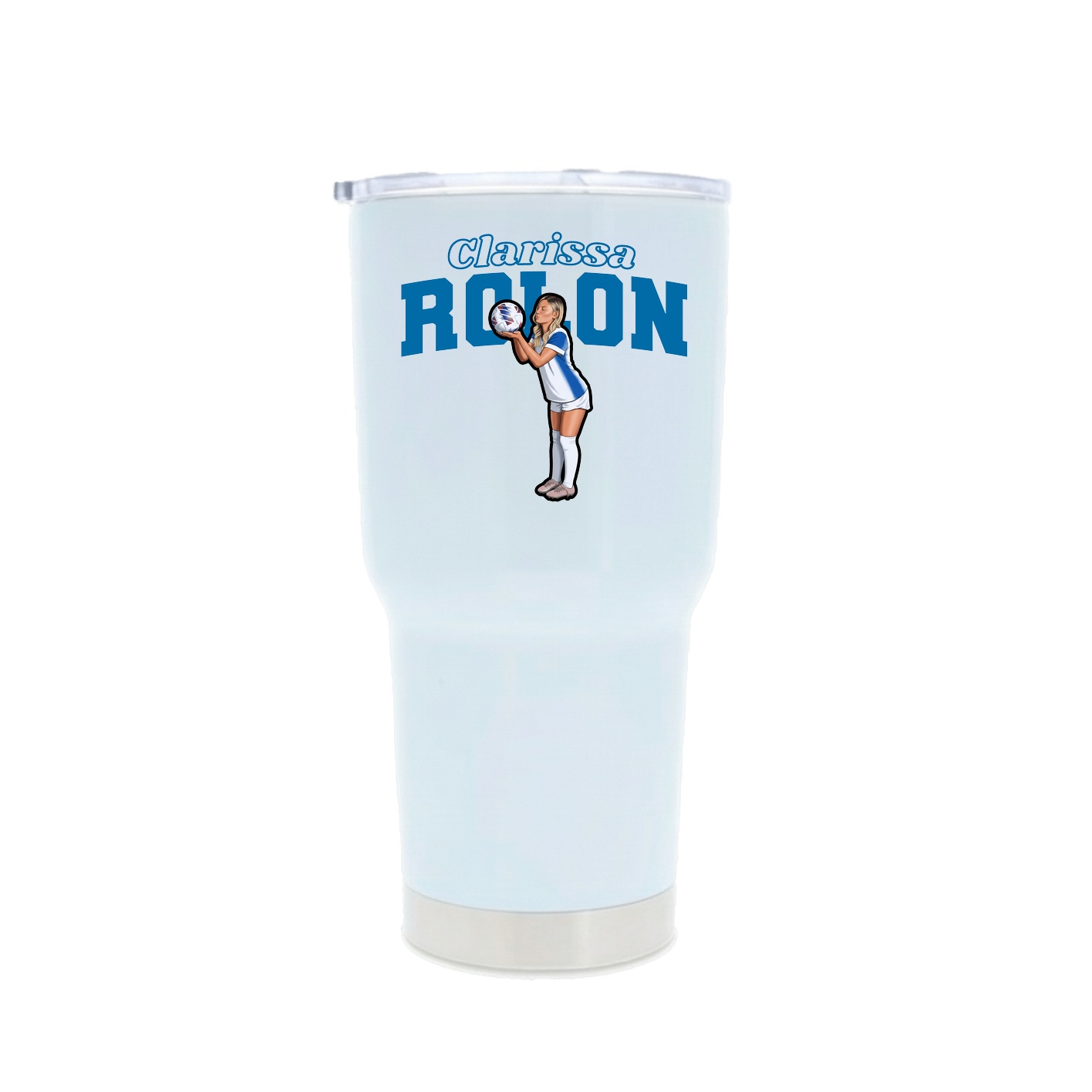 30oz Stainless Steel Tumbler — Name Arch in White