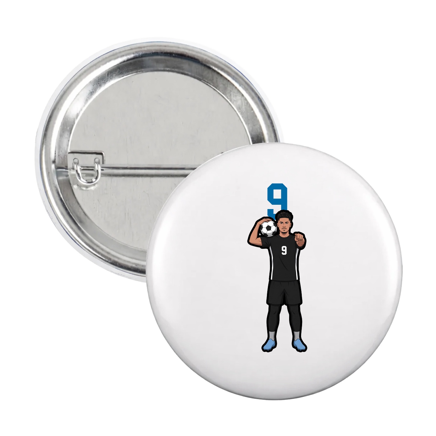 Game Day Button — Number Top in White