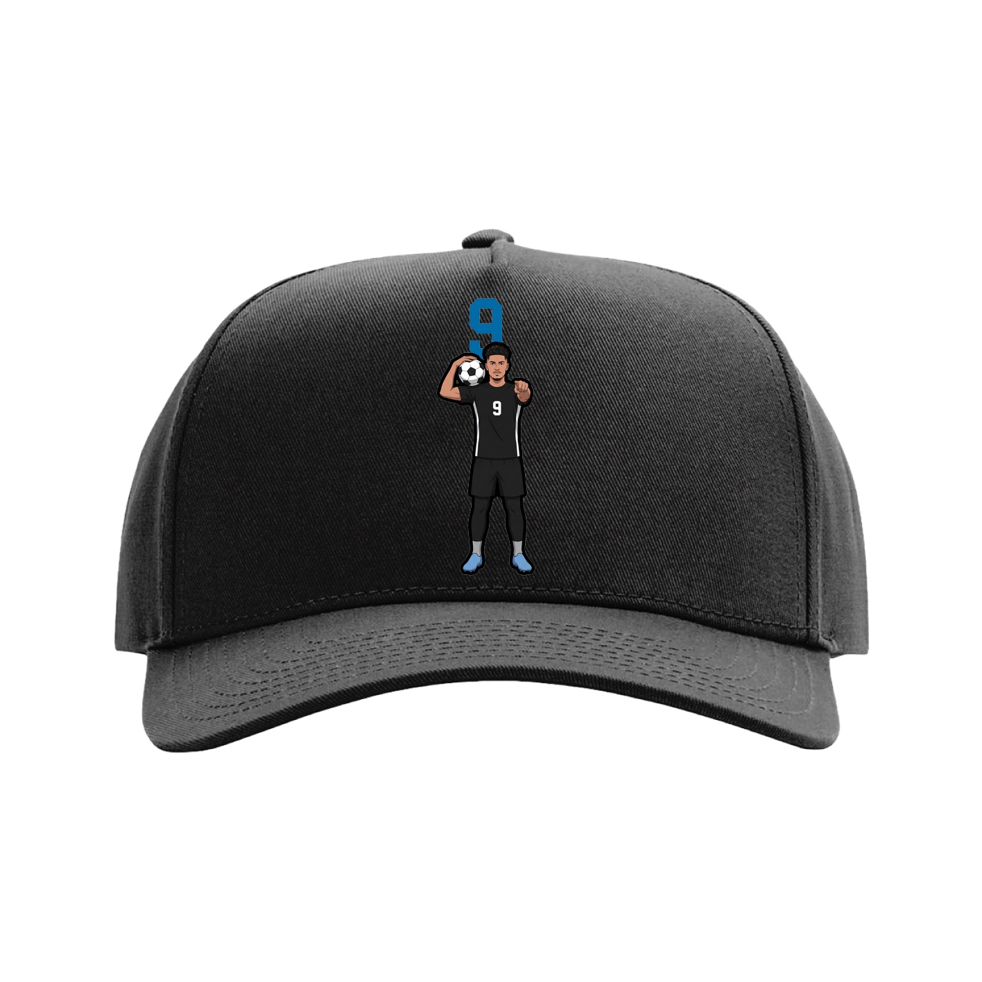 Full Fabric Five-Panel Champ Cap — Number Top in Black