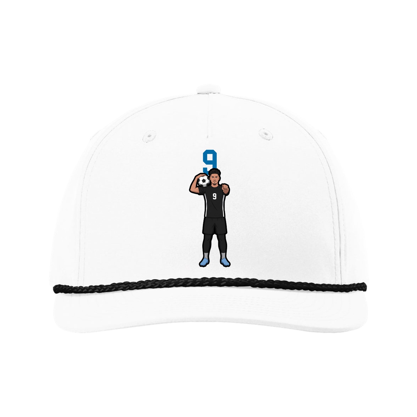Five-Panel Classic Rope Cap — Number Top in White