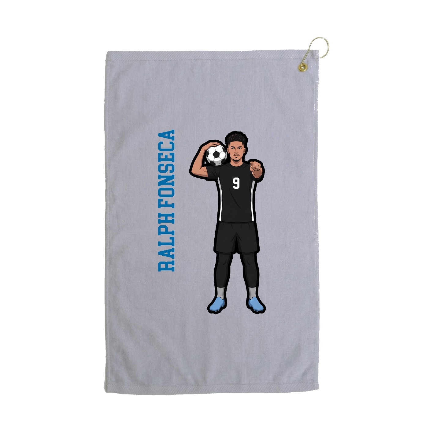 Golf Towel — Name Vertical in Grey