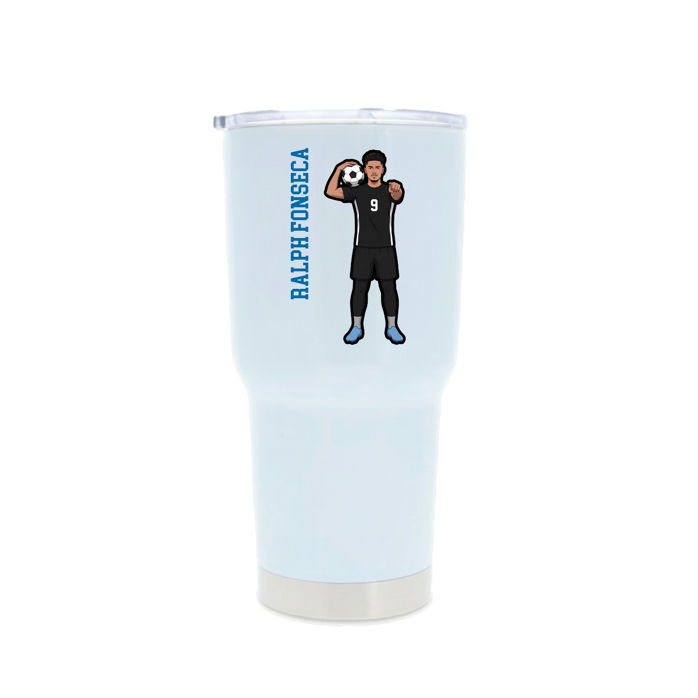 30oz Stainless Steel Tumbler — Name Vertical in White