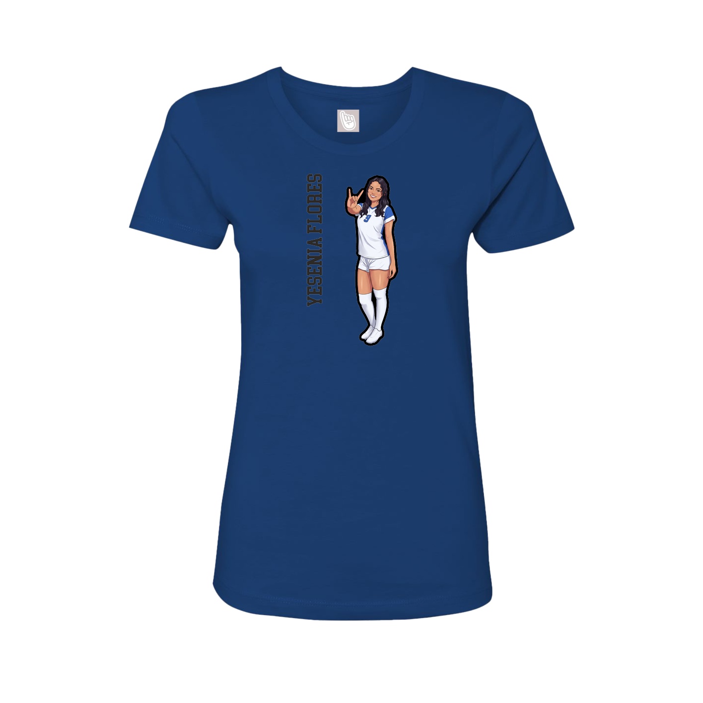 Fitted Women's Tee — Name Vertical in Royal