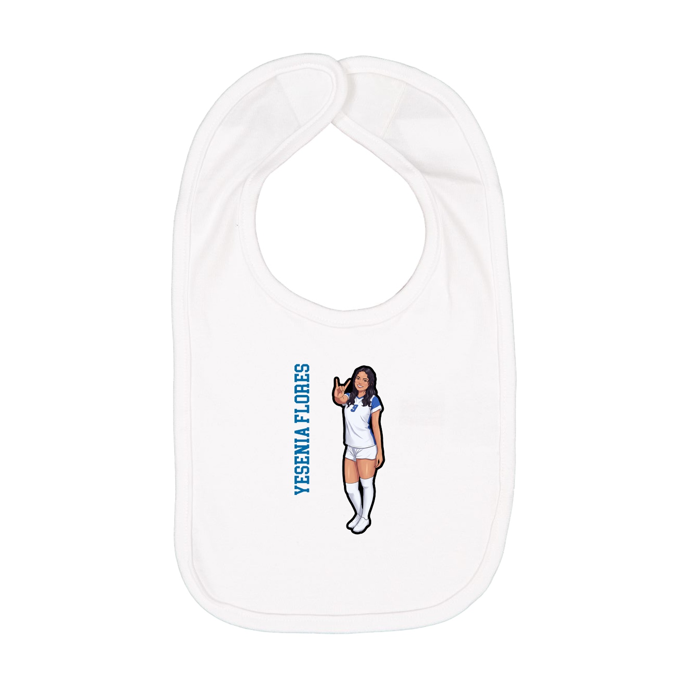 Infant Bib — Name Vertical in White