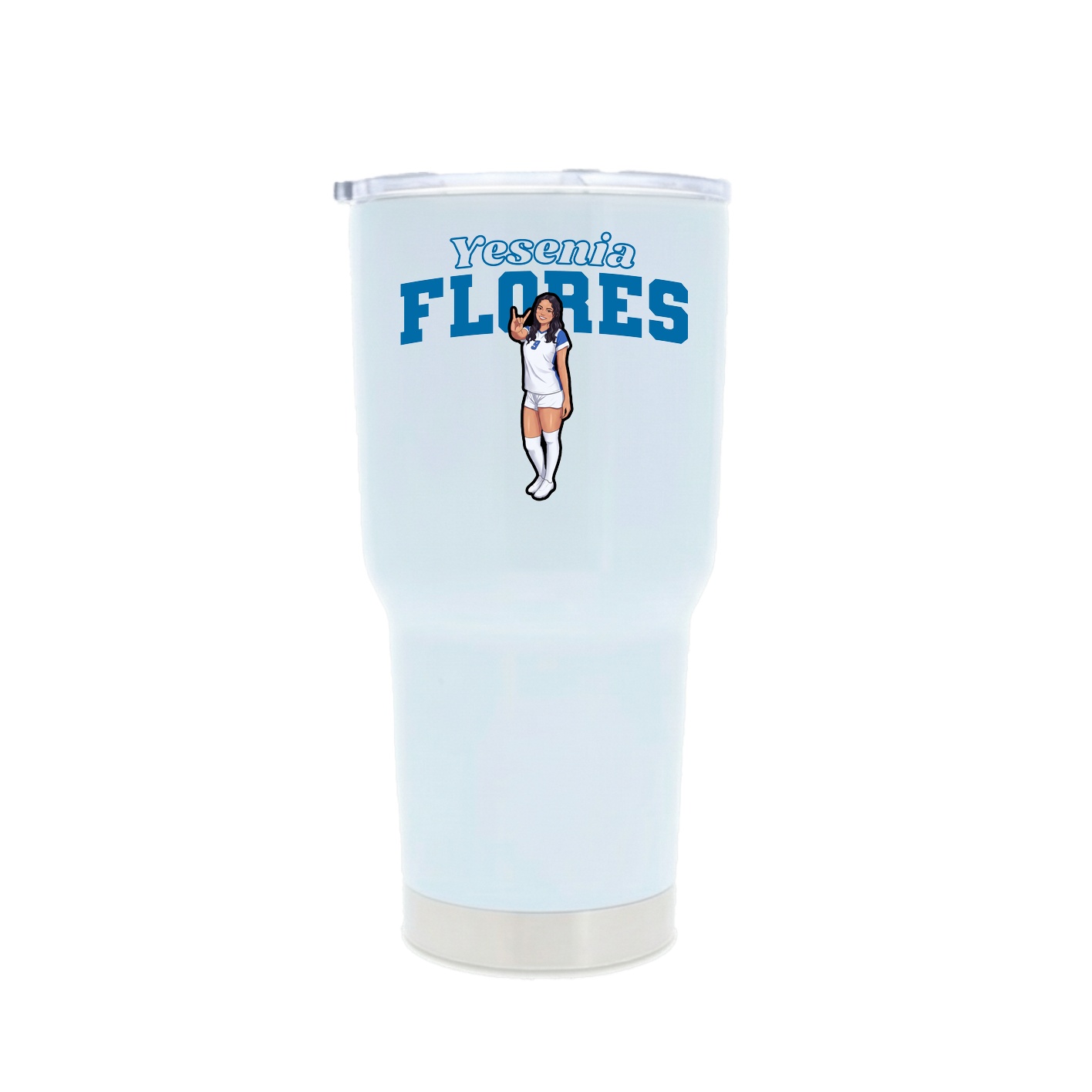 30oz Stainless Steel Tumbler — Name Arch in White