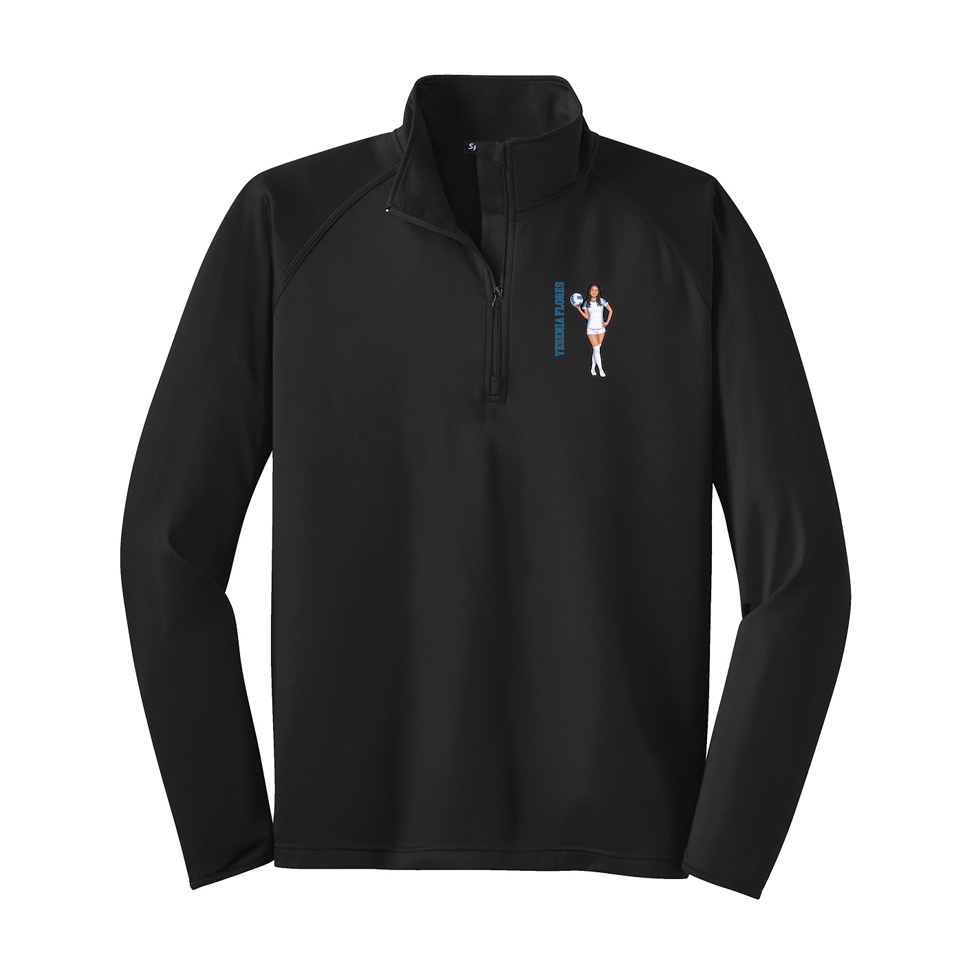 Q-Zip Pullover — Name Vertical in Black