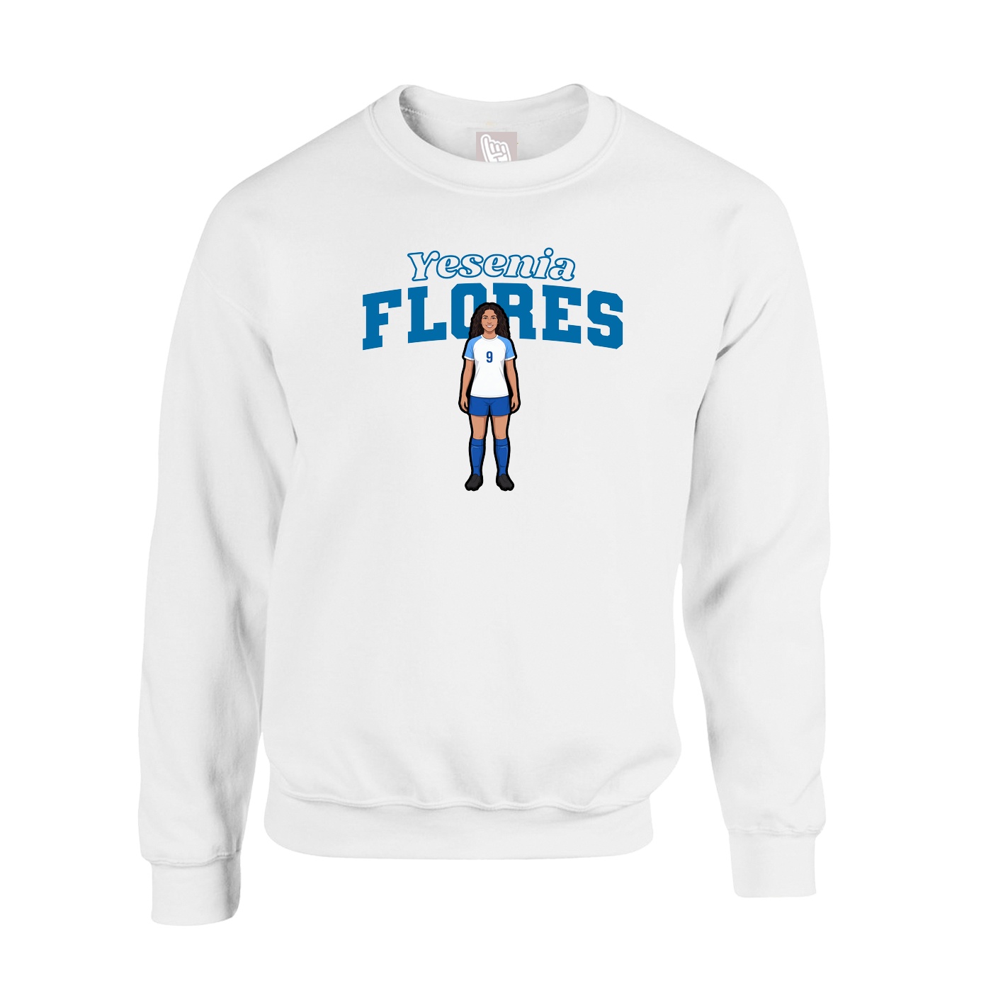 Fleece Crew — Name Arch in White