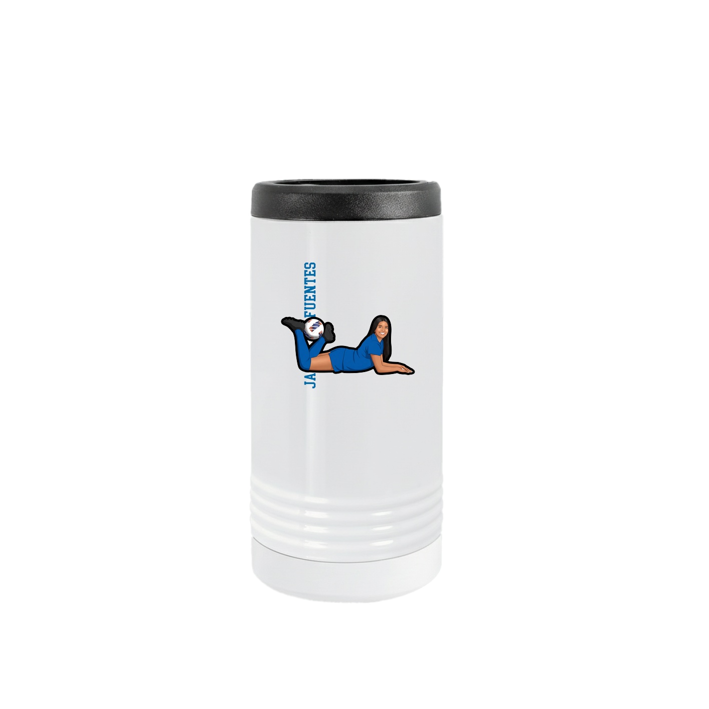 Slim Beverage Holder — Name Vertical in White