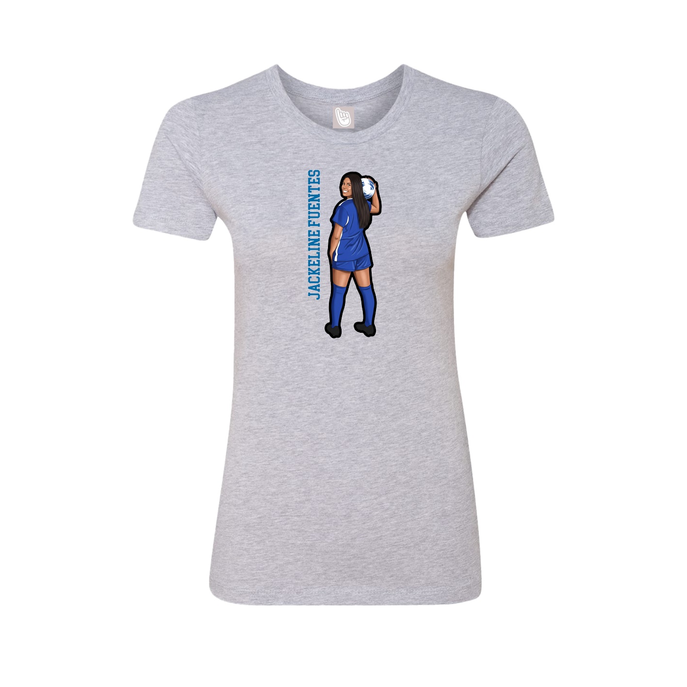 Fitted Women's Tee — Name Vertical in Grey