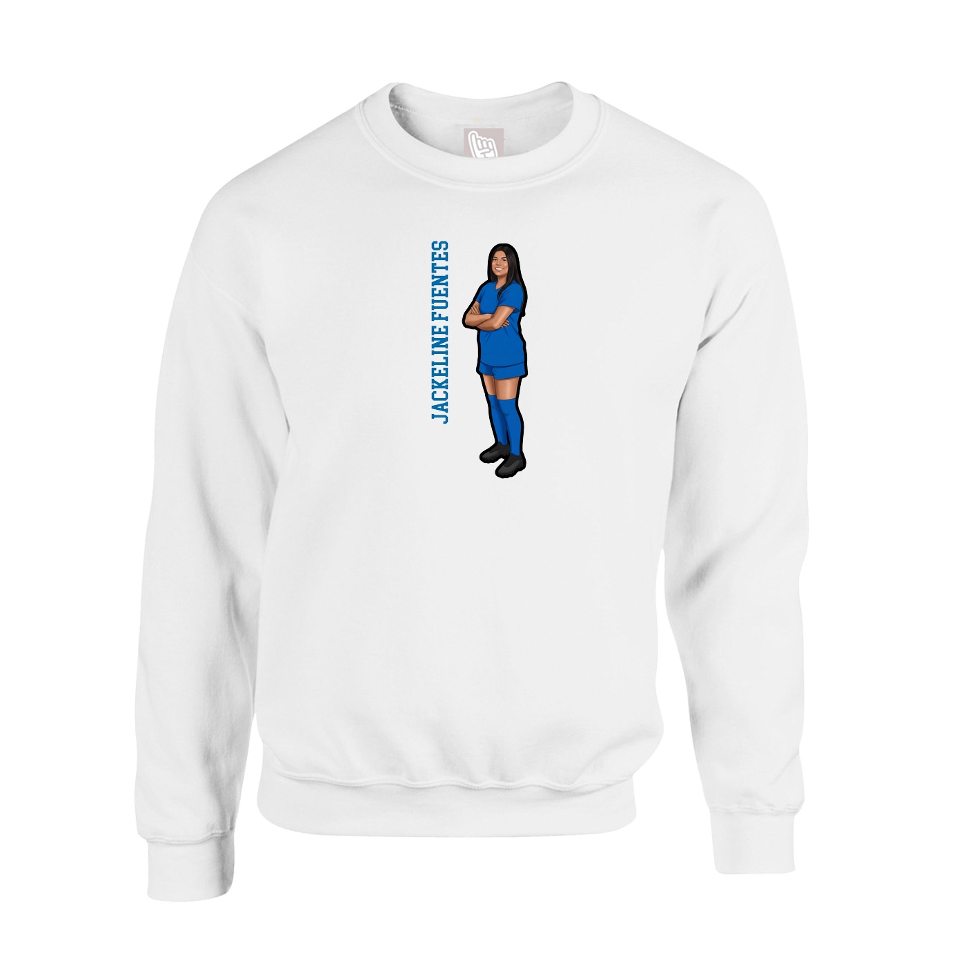 Fleece Crew — Name Vertical in White