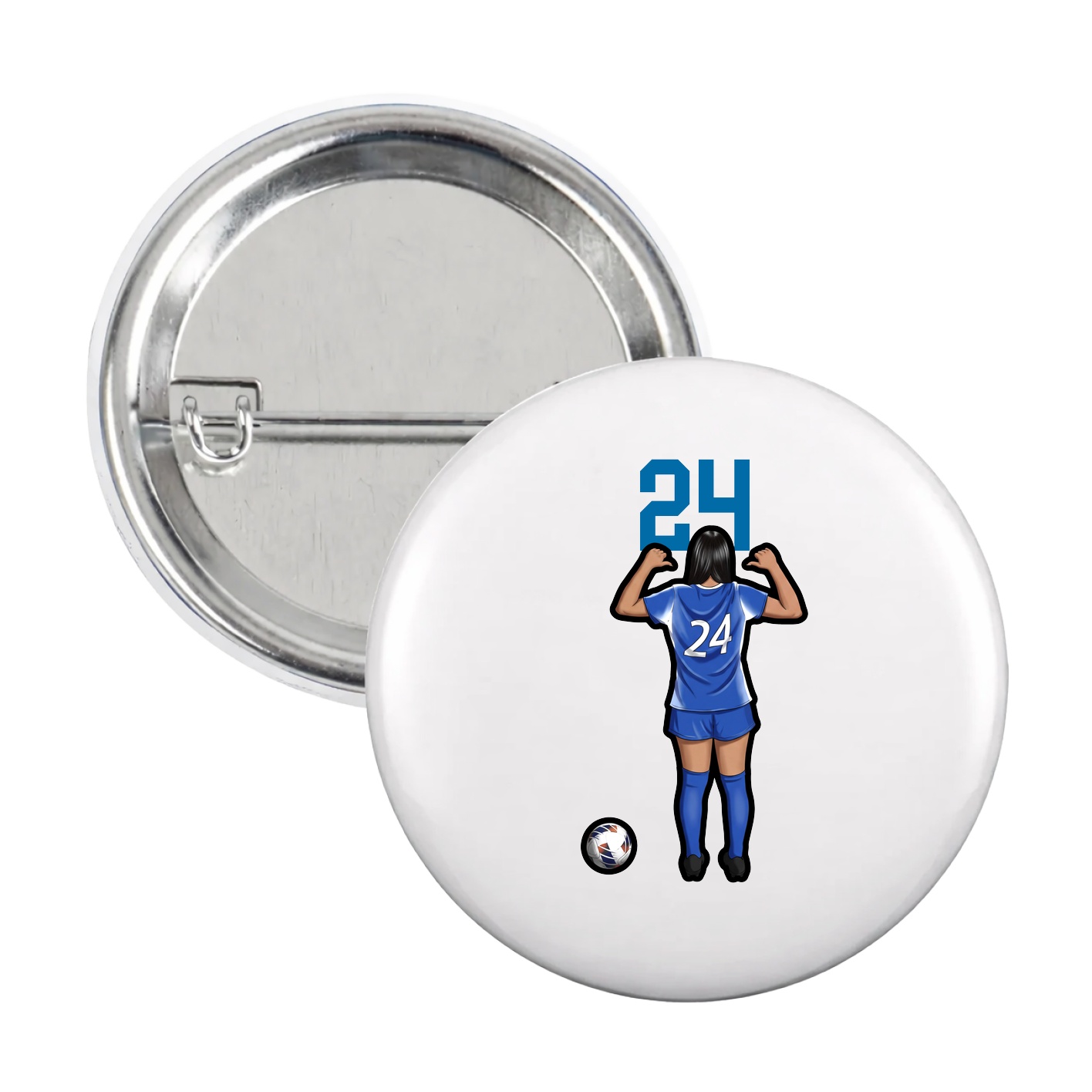 Game Day Button — Number Top in White