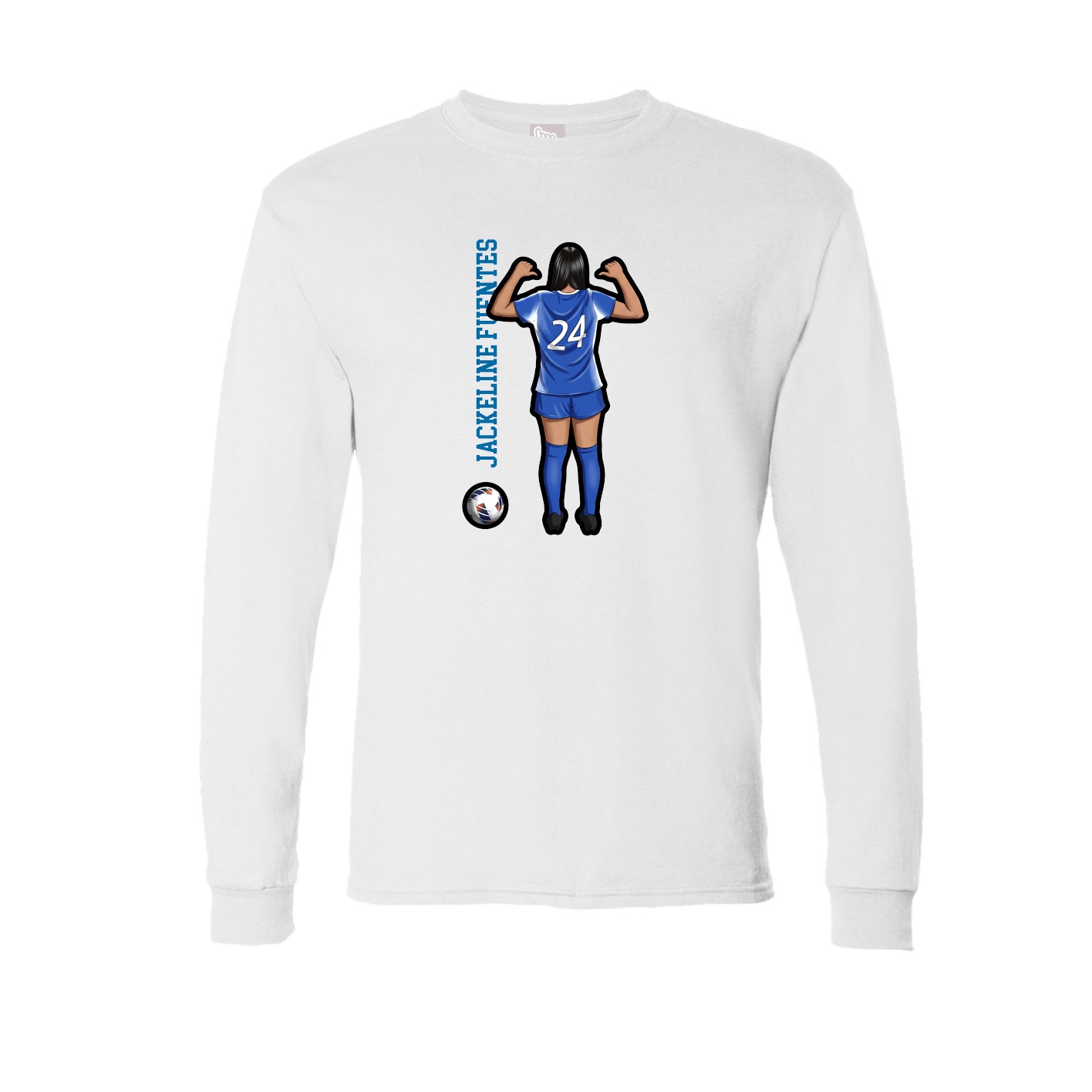 Long Sleeve Tee — Name Vertical in White