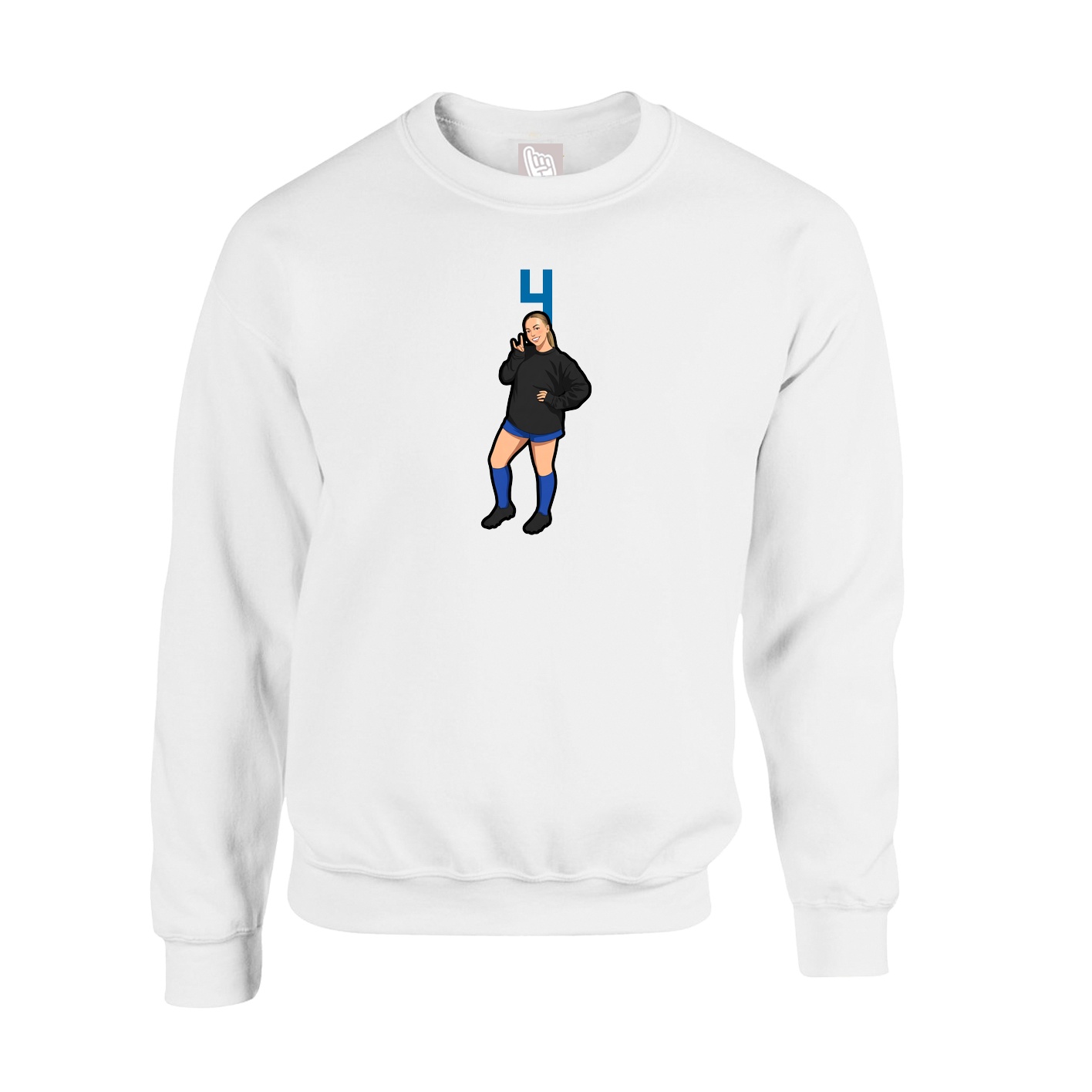Fleece Crew — Number Top in White