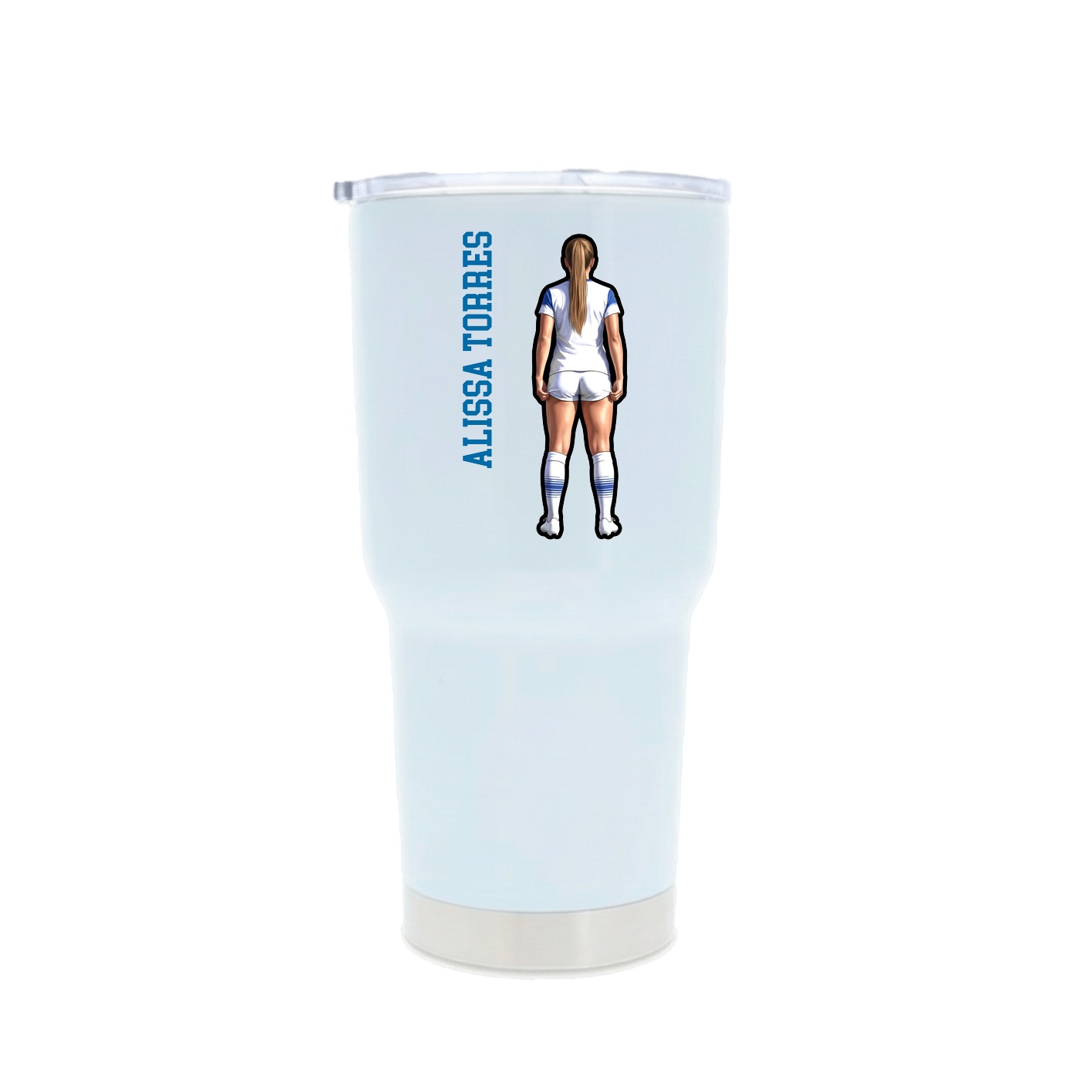 30oz Stainless Steel Tumbler — Name Vertical in White