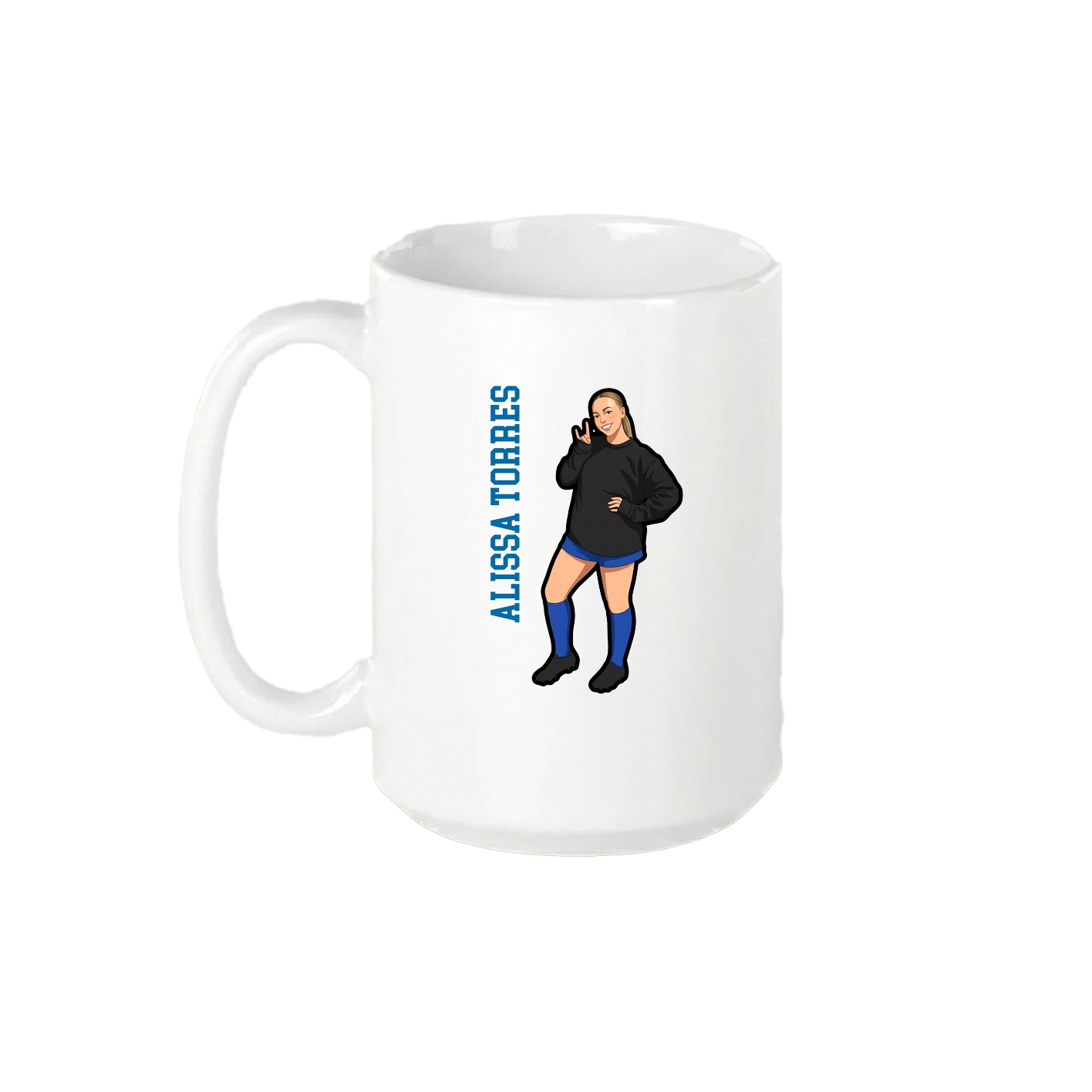 15oz Coffee Mug — Name Vertical in White
