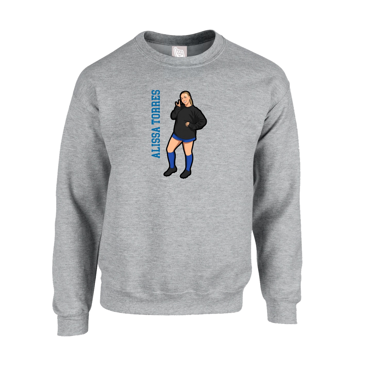 Fleece Crew — Name Vertical in Grey