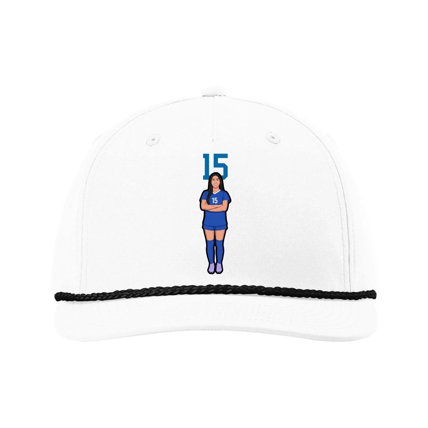 Five-Panel Classic Rope Cap — Number Top in White