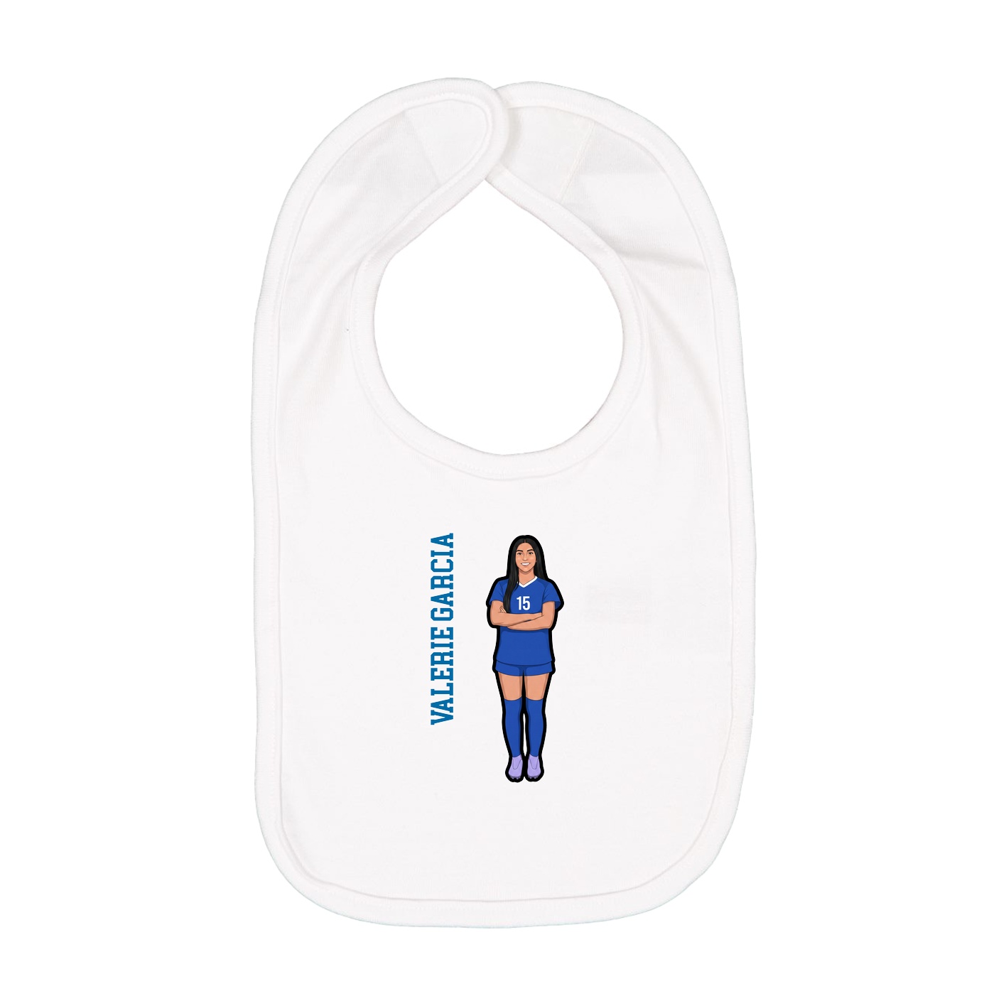 Infant Bib — Name Vertical in White