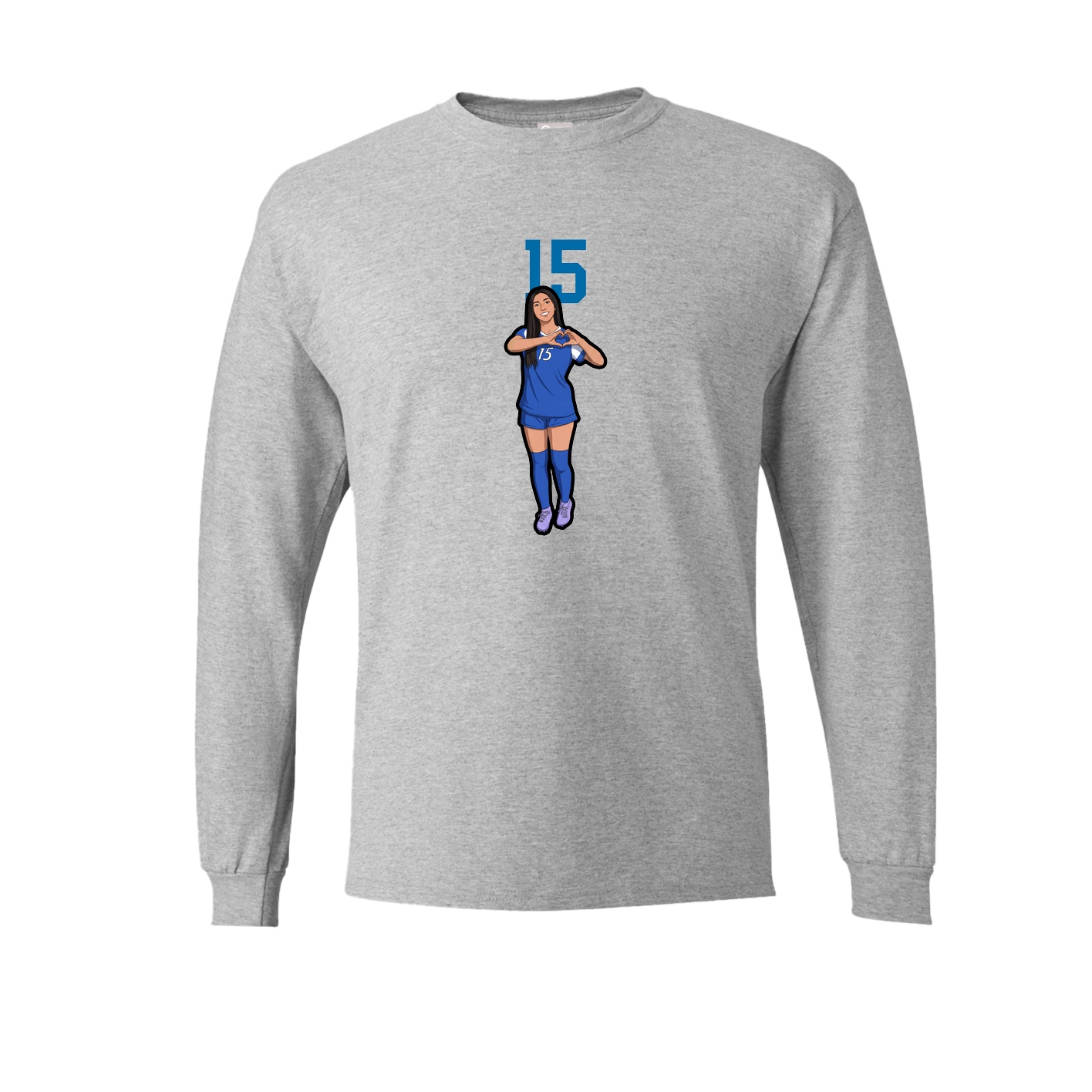 Long Sleeve Tee — Number Top in Grey