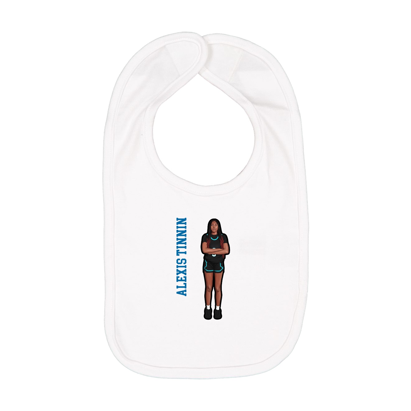 Infant Bib — Name Vertical in White