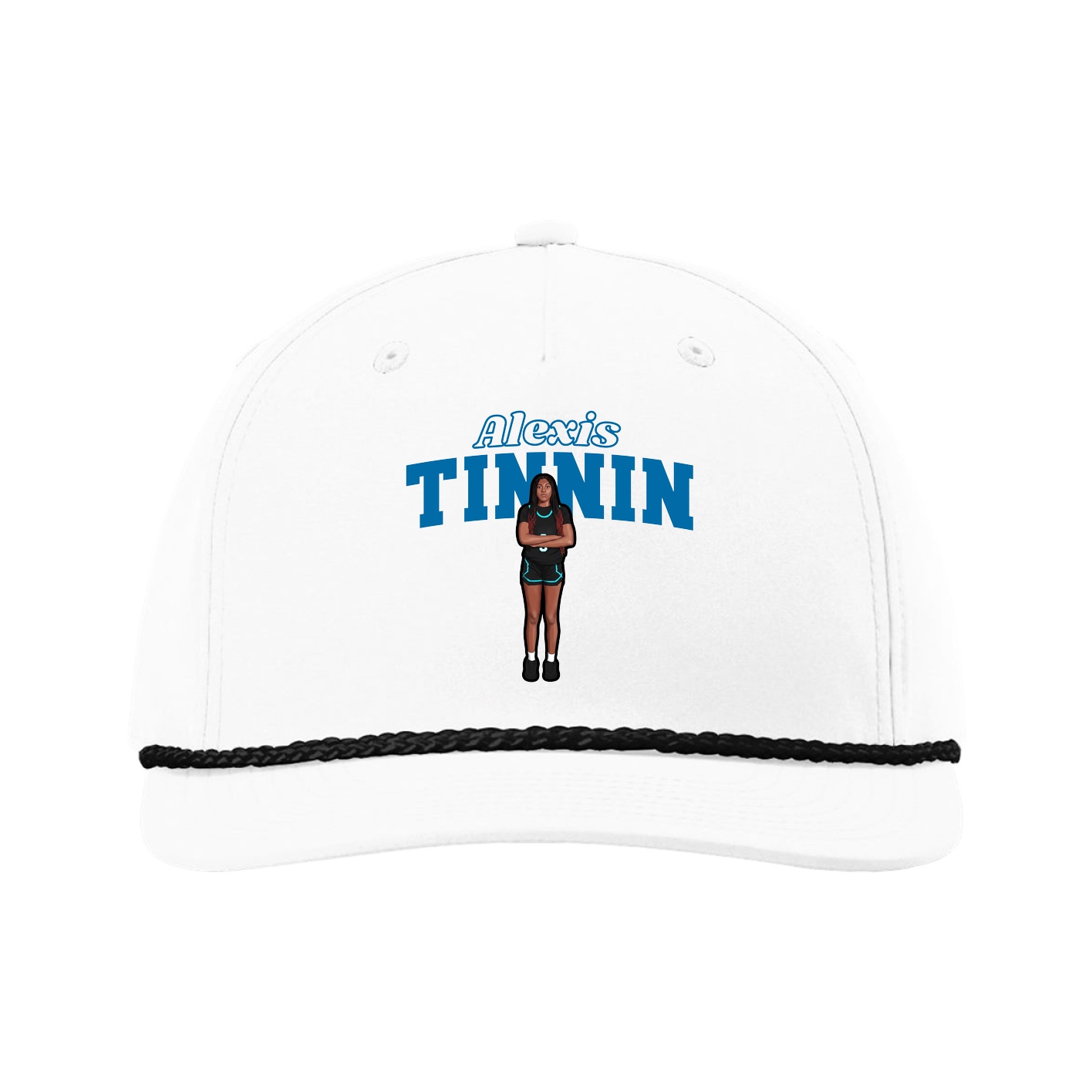Five-Panel Classic Rope Cap — Name Arch in White