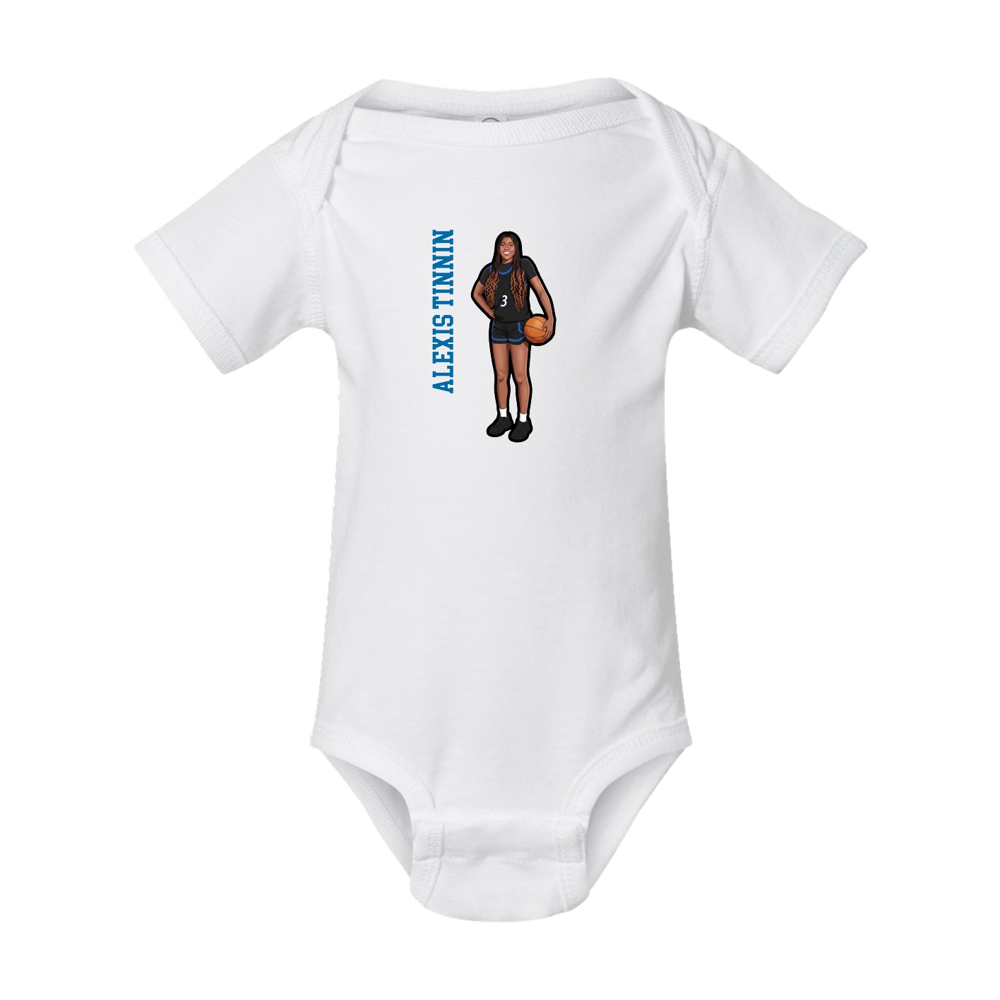 Baby Onesie — Name Vertical in White