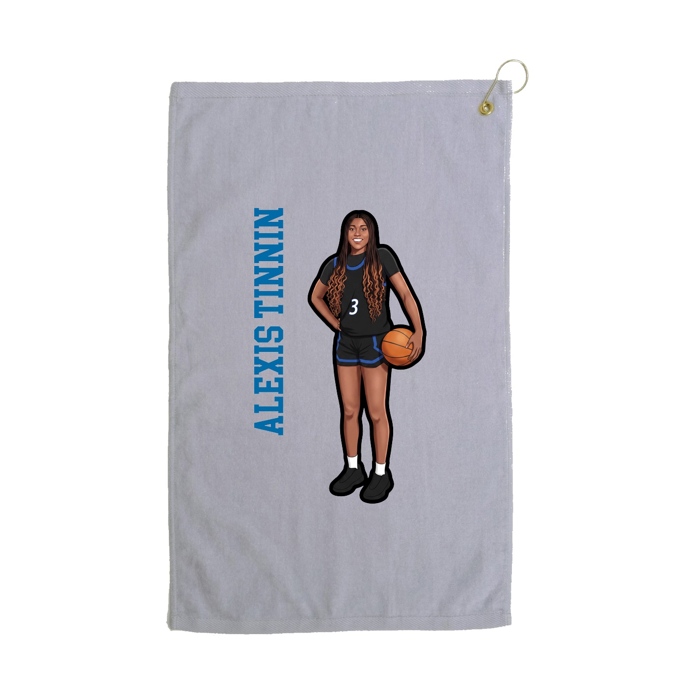 Golf Towel — Name Vertical in Grey
