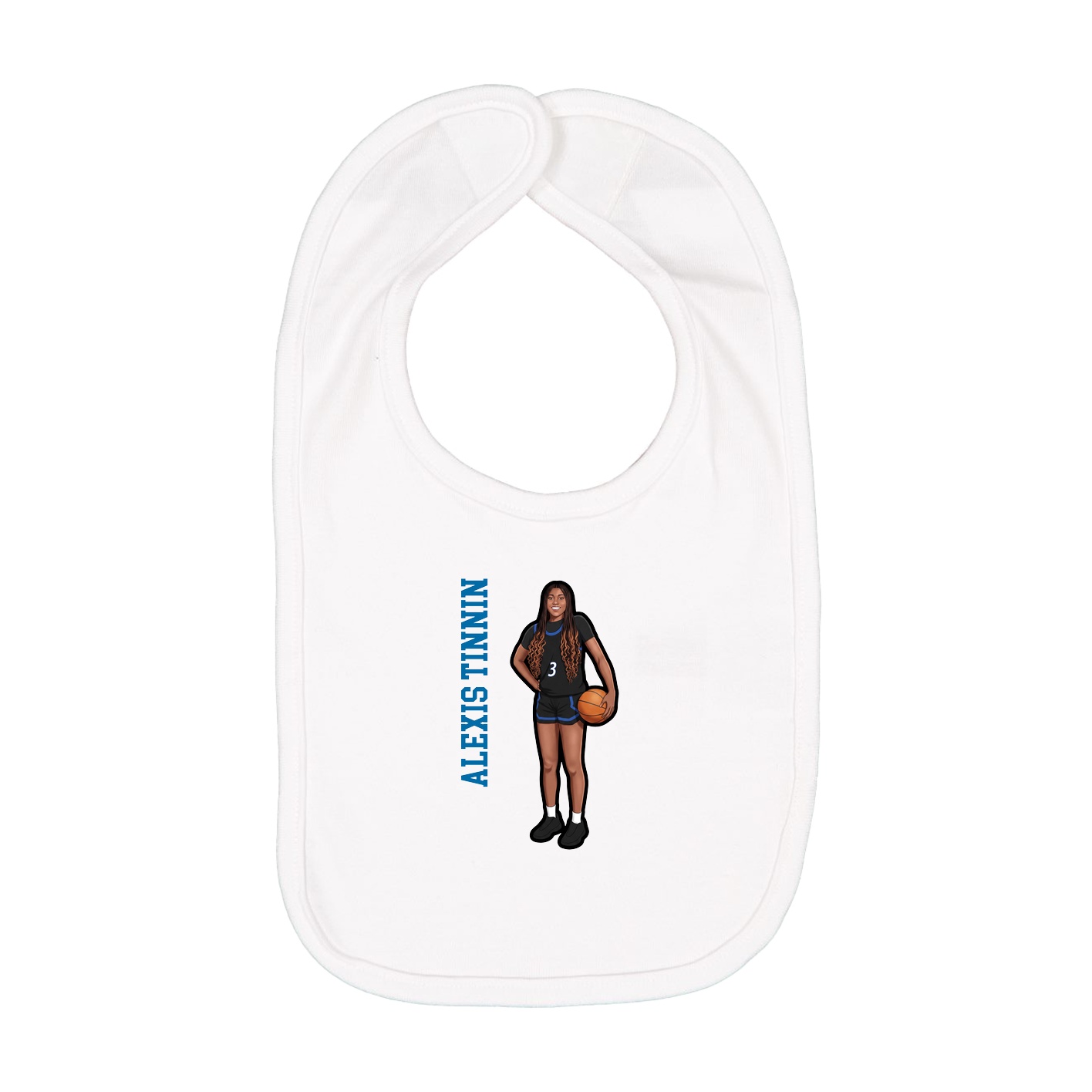 Infant Bib — Name Vertical in White