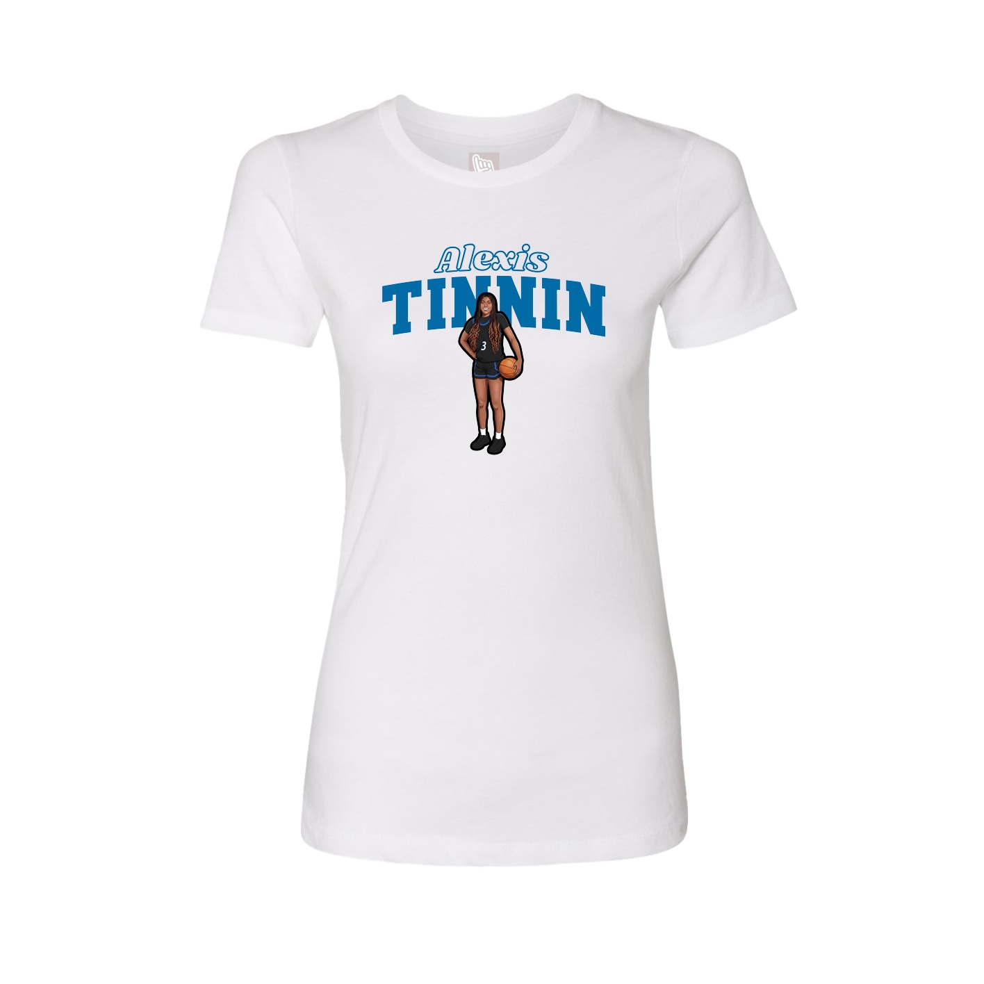Fitted Women's Tee — Name Arch in White