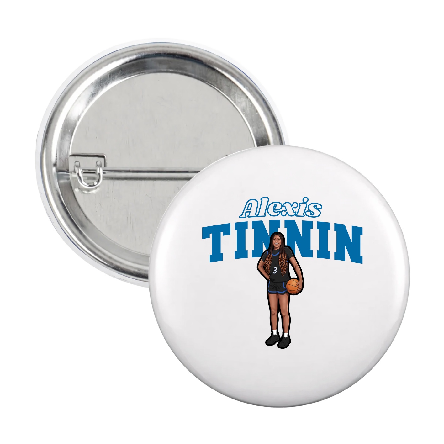 Game Day Button — Name Arch in White