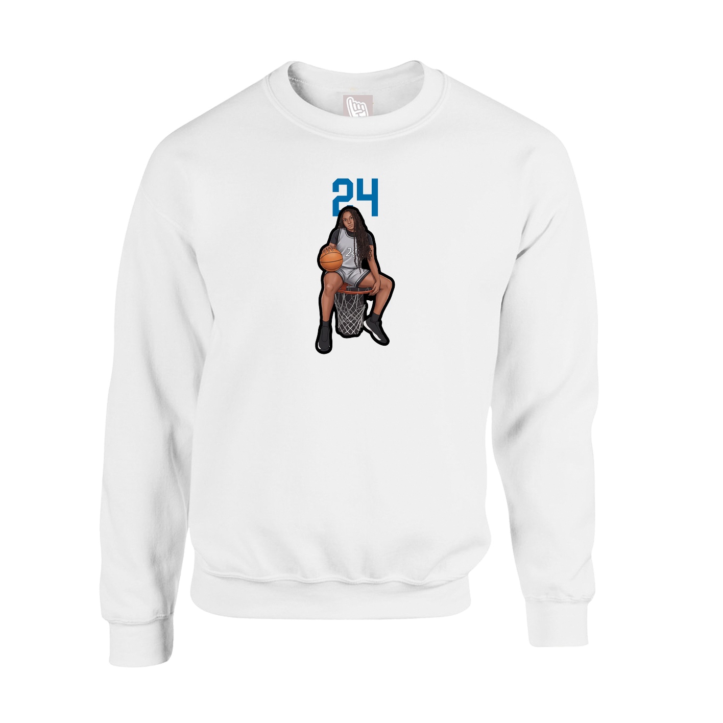 Fleece Crew — Number Top in White