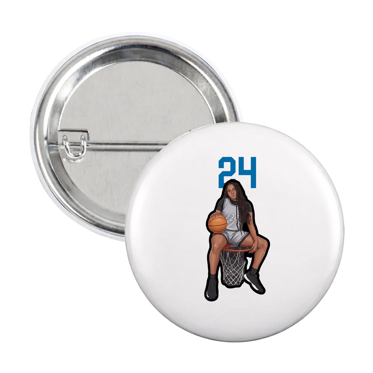 Game Day Button — Number Top in White