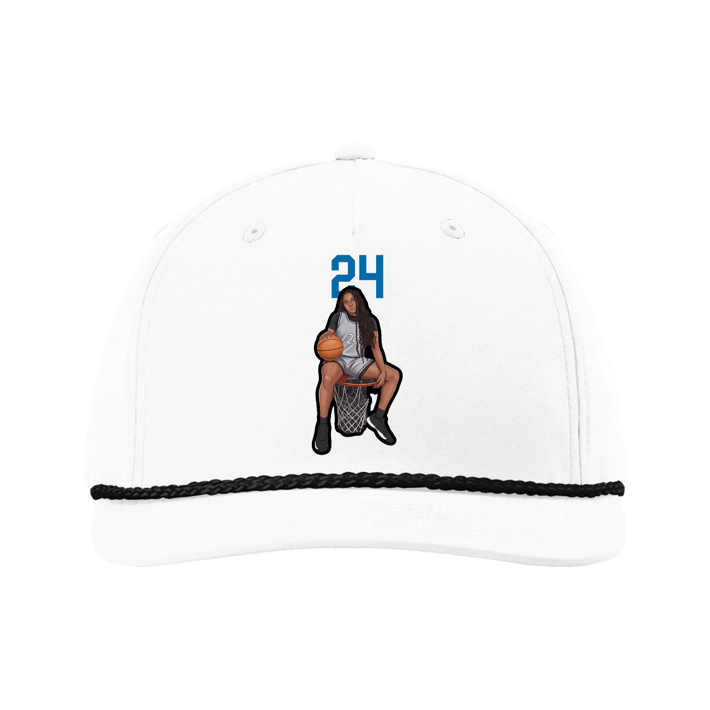 Five-Panel Classic Rope Cap — Number Top in White