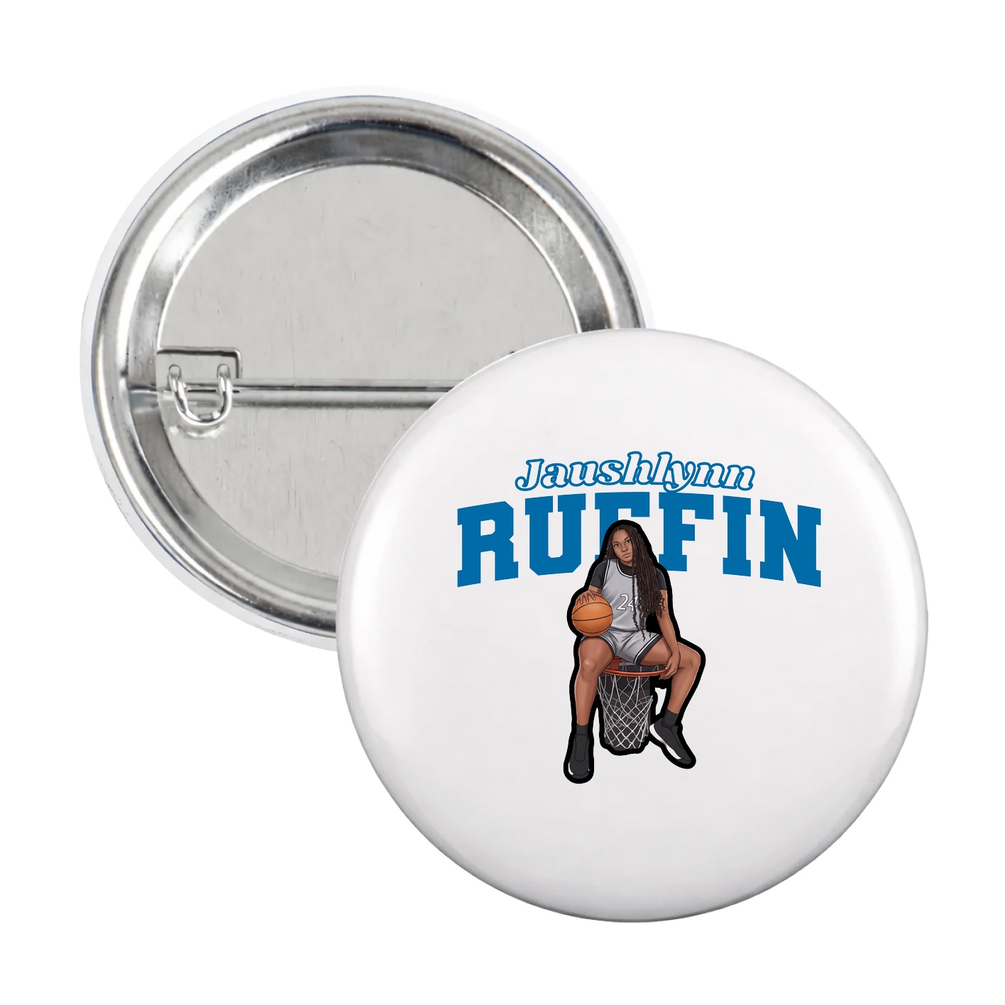 Game Day Button — Name Arch in White