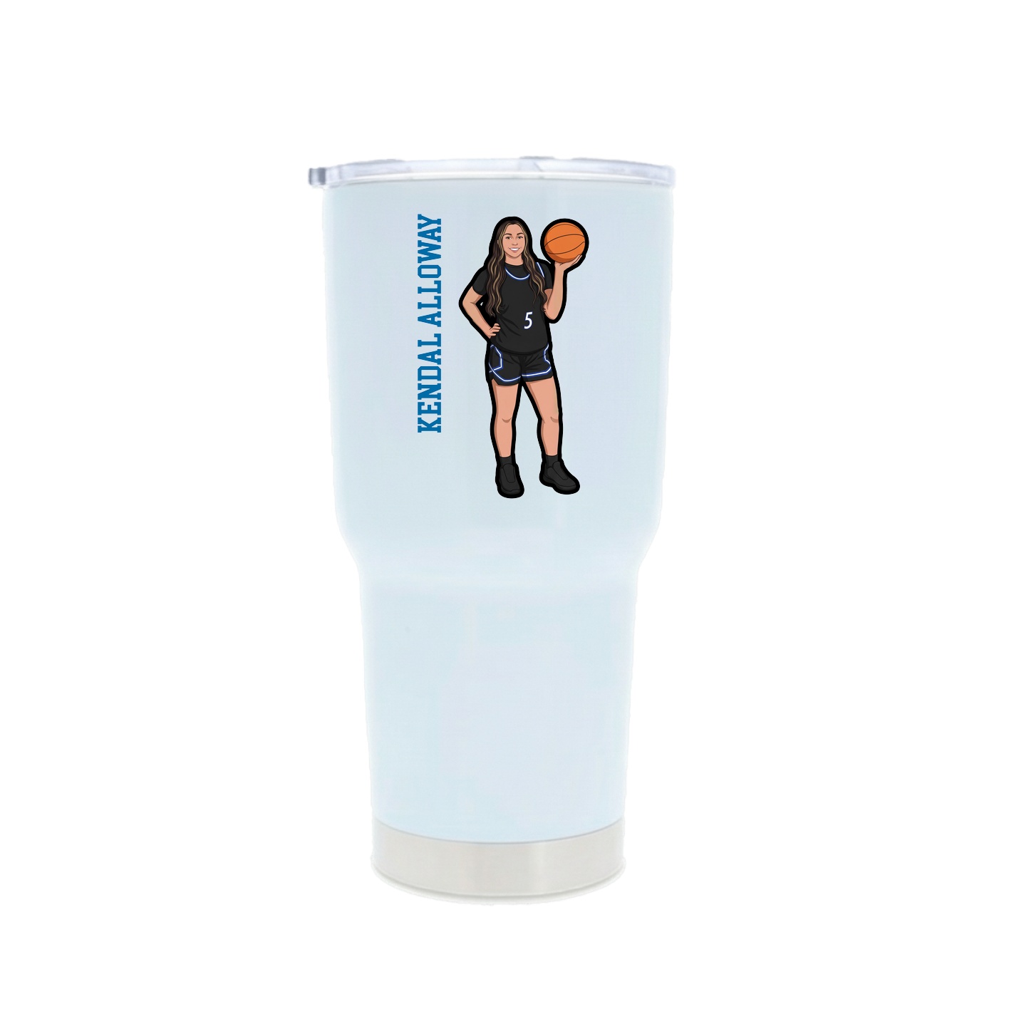 30oz Stainless Steel Tumbler — Name Vertical in White