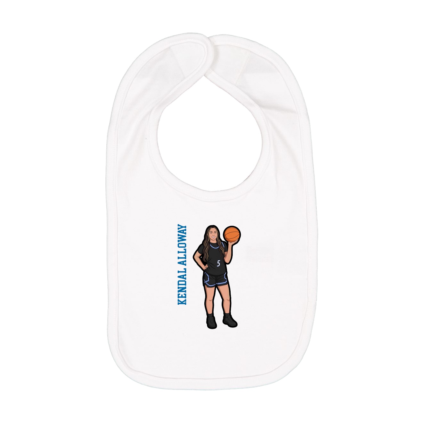 Infant Bib — Name Vertical in White