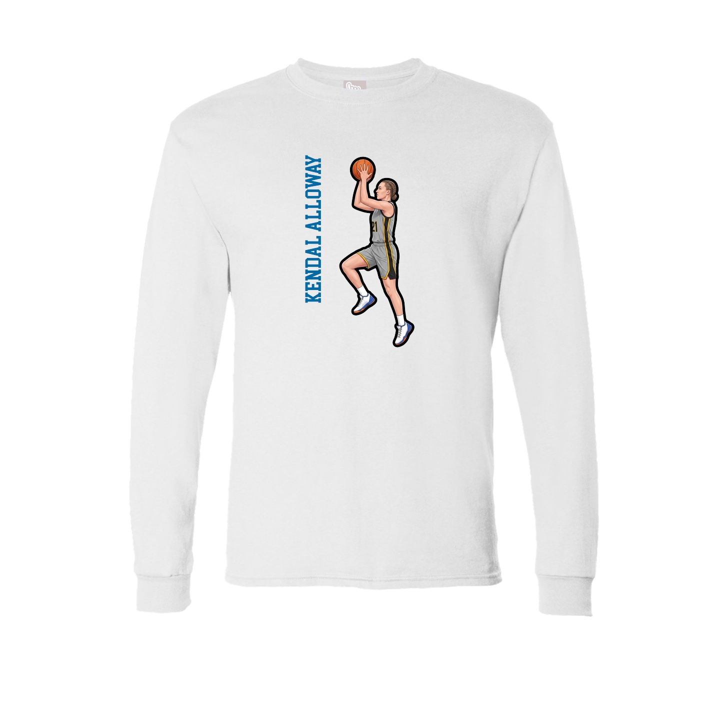 Long Sleeve Tee — Name Vertical in White