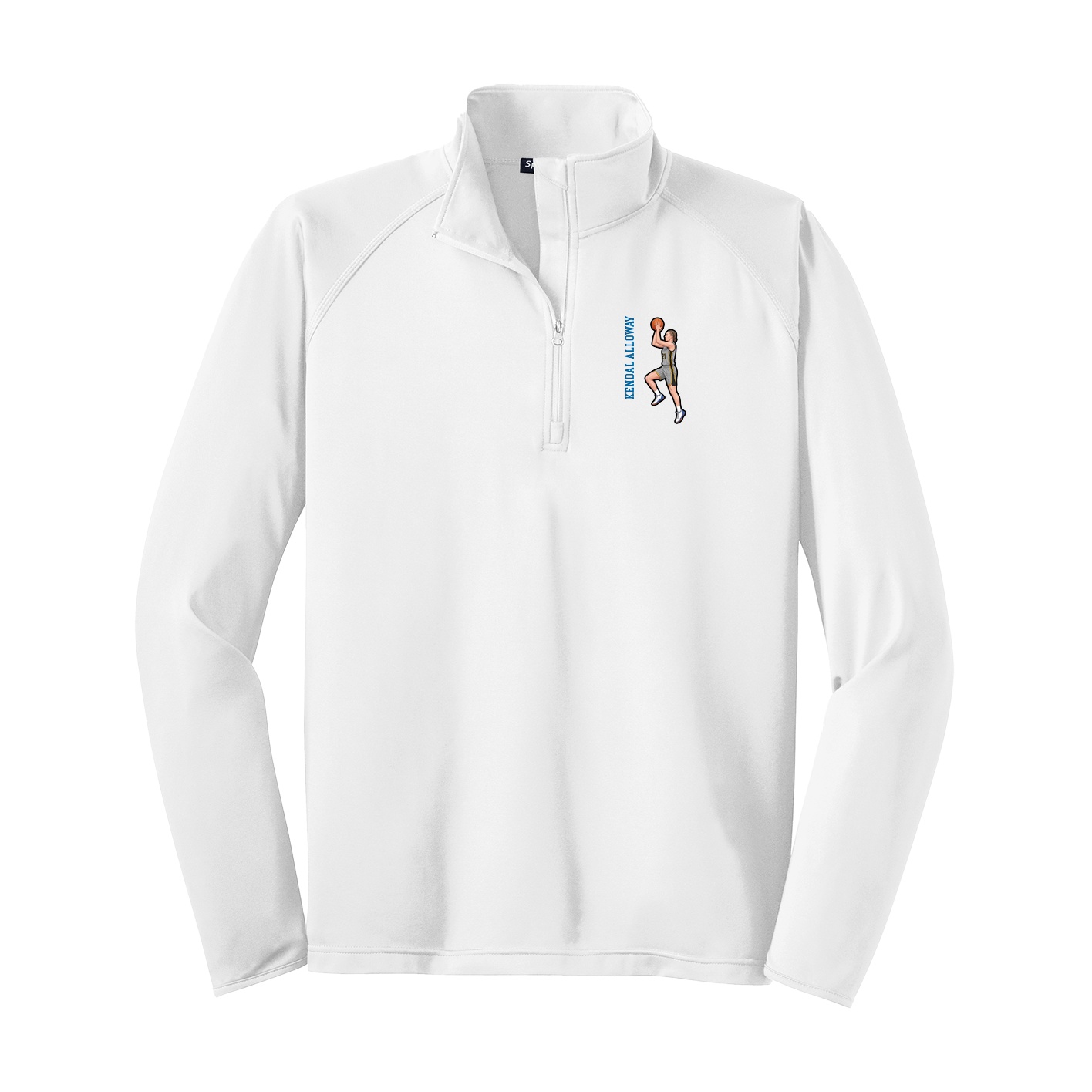 Q-Zip Pullover — Name Vertical in White