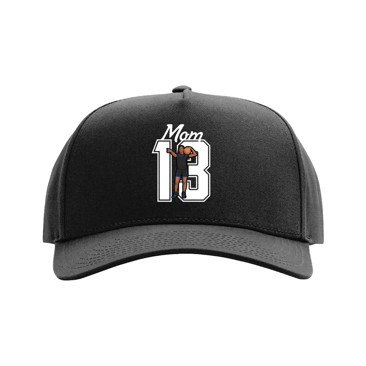 Full Fabric Five-Panel Champ Cap — Mothers Day Shirsey in Black