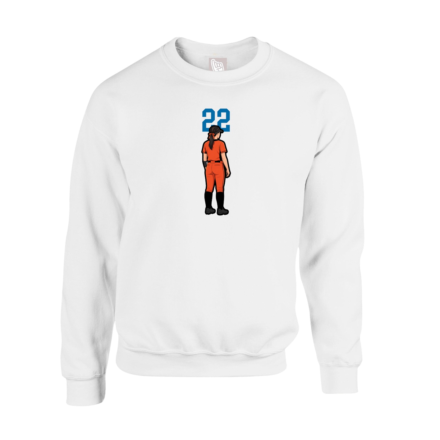 Fleece Crew — Number Top in White