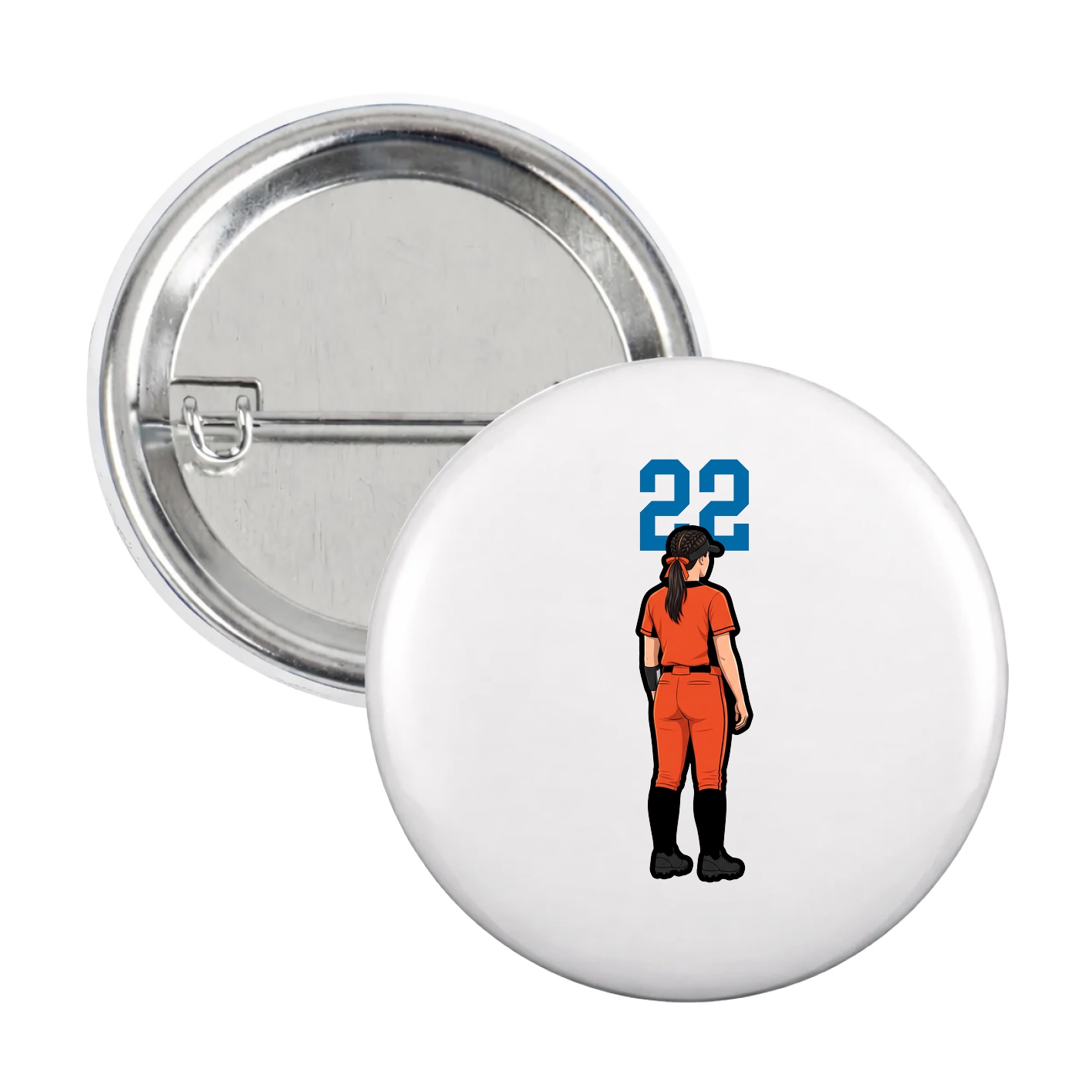 Game Day Button — Number Top in White