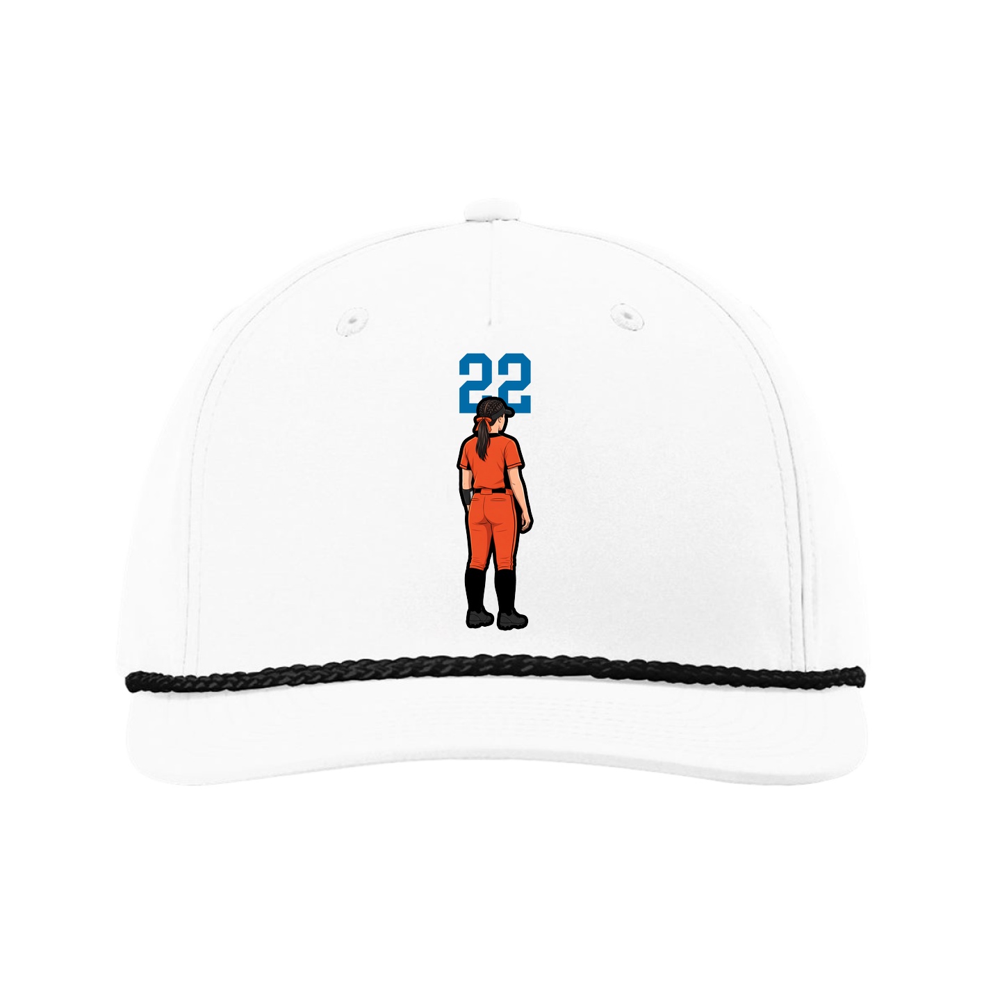 Five-Panel Classic Rope Cap — Number Top in White
