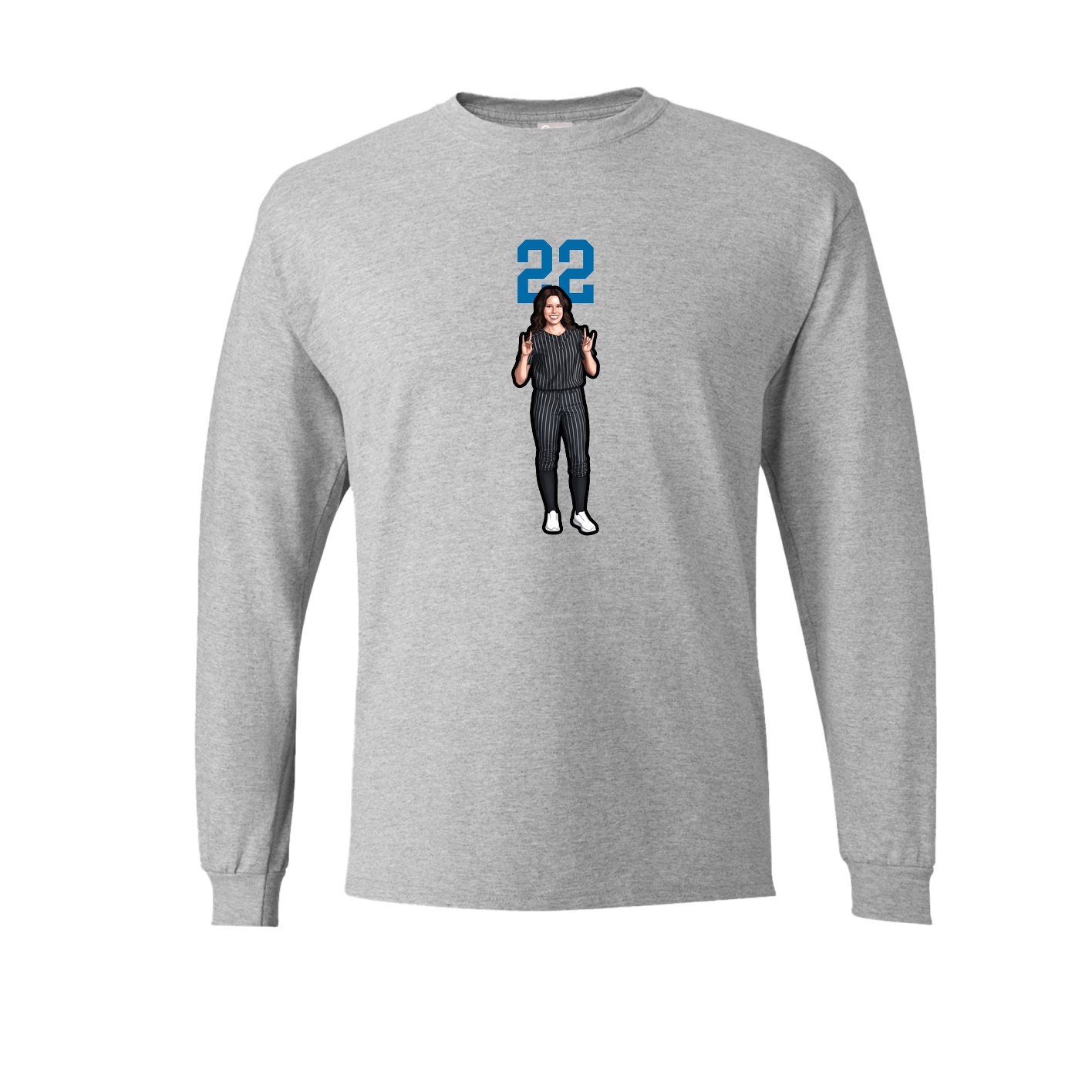 Long Sleeve Tee — Number Top in Grey