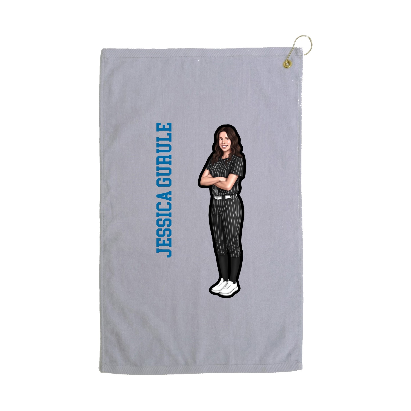 Golf Towel — Name Vertical in Grey