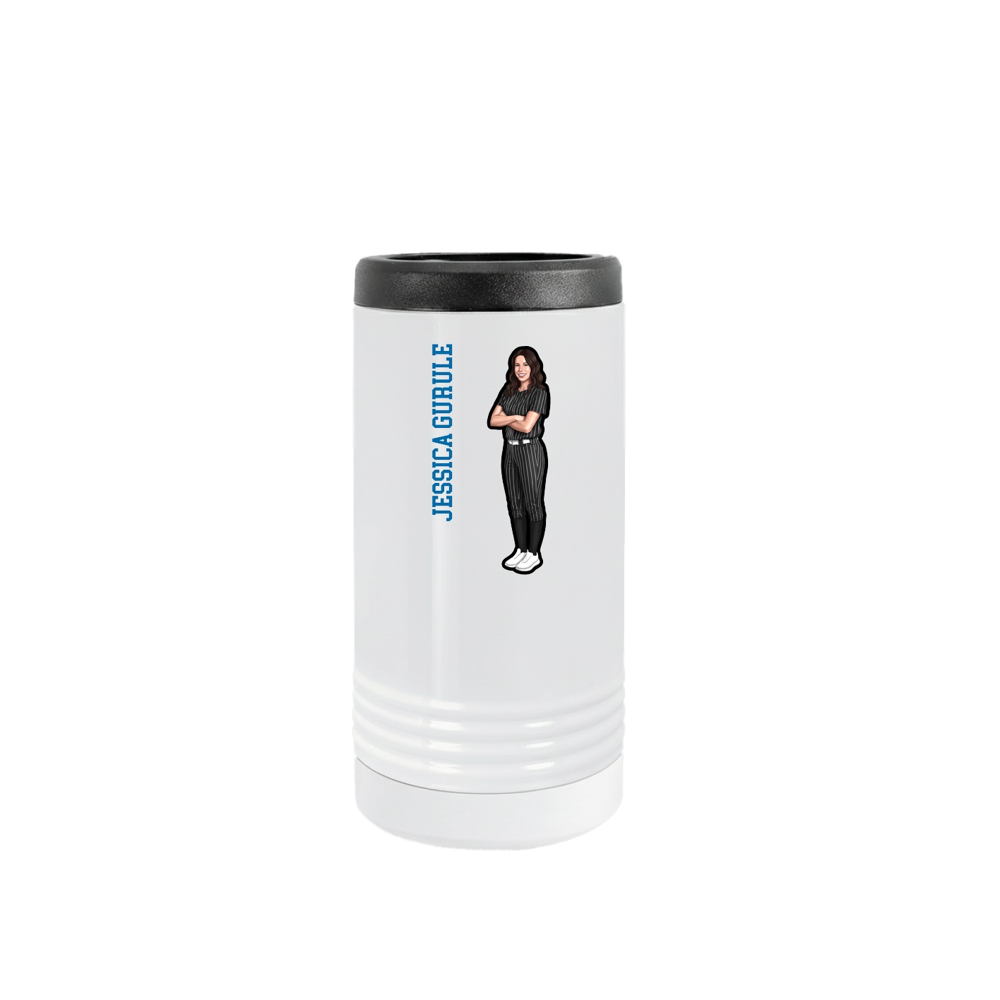 Slim Beverage Holder — Name Vertical in White