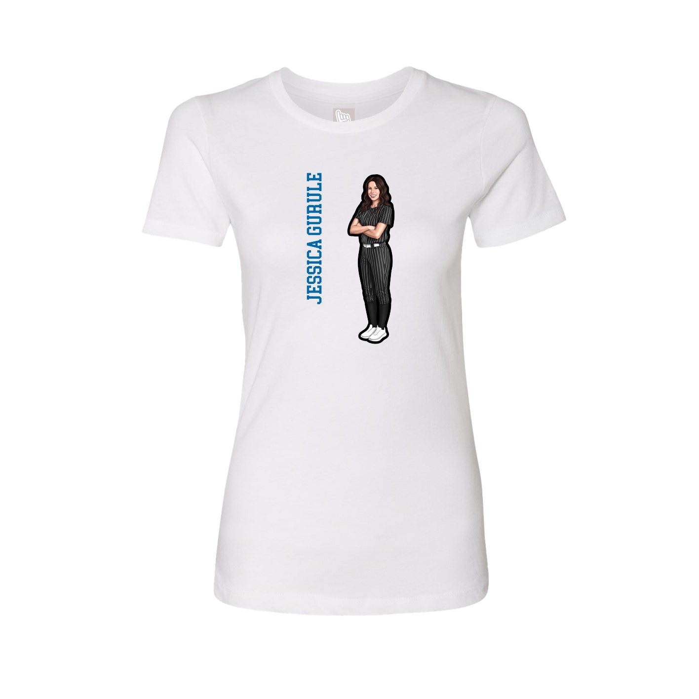 Fitted Women's Tee — Name Vertical in White