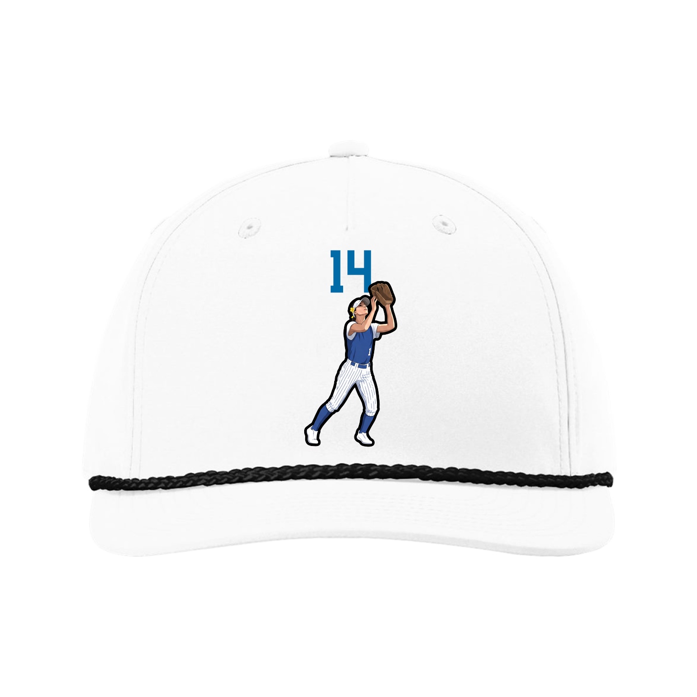 Five-Panel Classic Rope Cap — Number Top in White