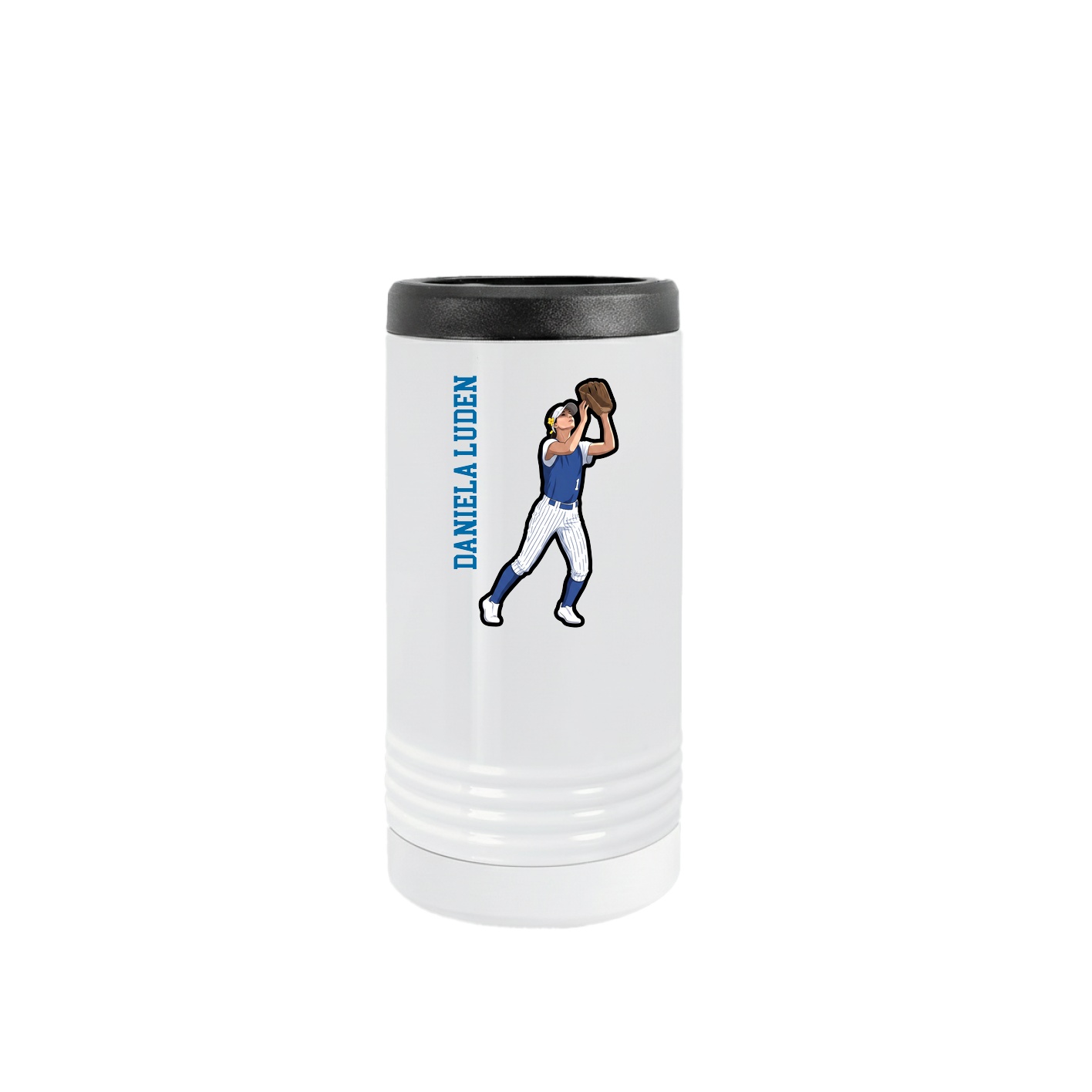Slim Beverage Holder — Name Vertical in White