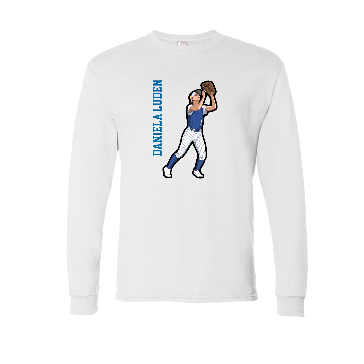 Long Sleeve Tee — Name Vertical in White